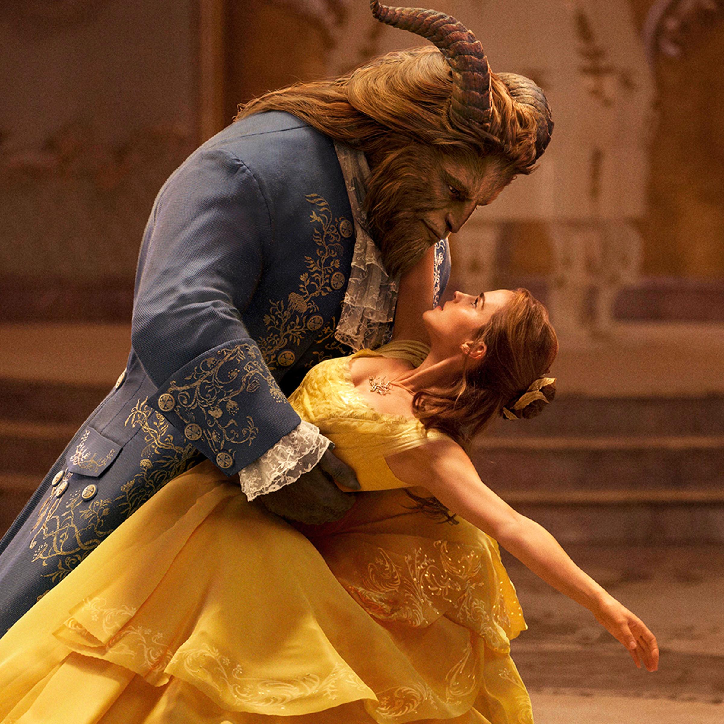 Dan Stevens as The Beast, left, and Emma Watson as Belle in the live-action adaptation of Beauty and the Beast.