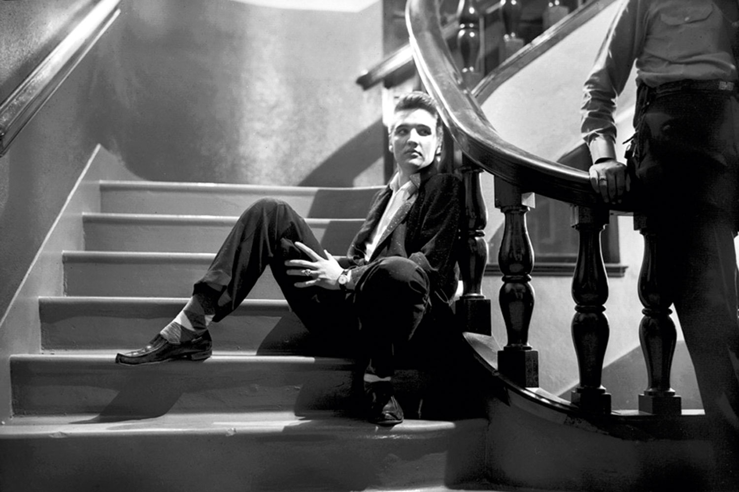 Elvis Presley backstage after a show at Ellis Auditorium in Memphis on May 15, 1956.