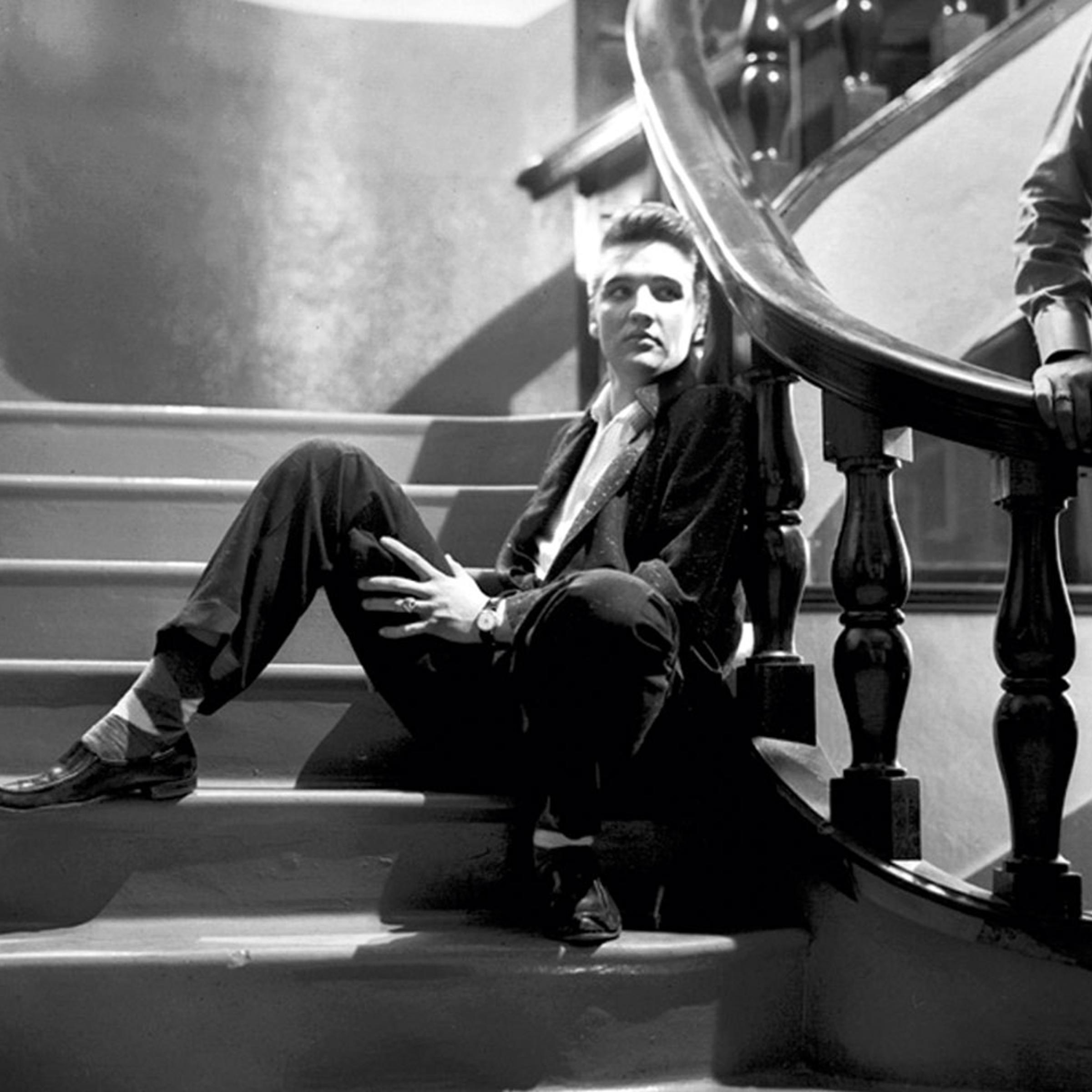 Elvis Presley backstage after a show at Ellis Auditorium in Memphis on May 15, 1956.