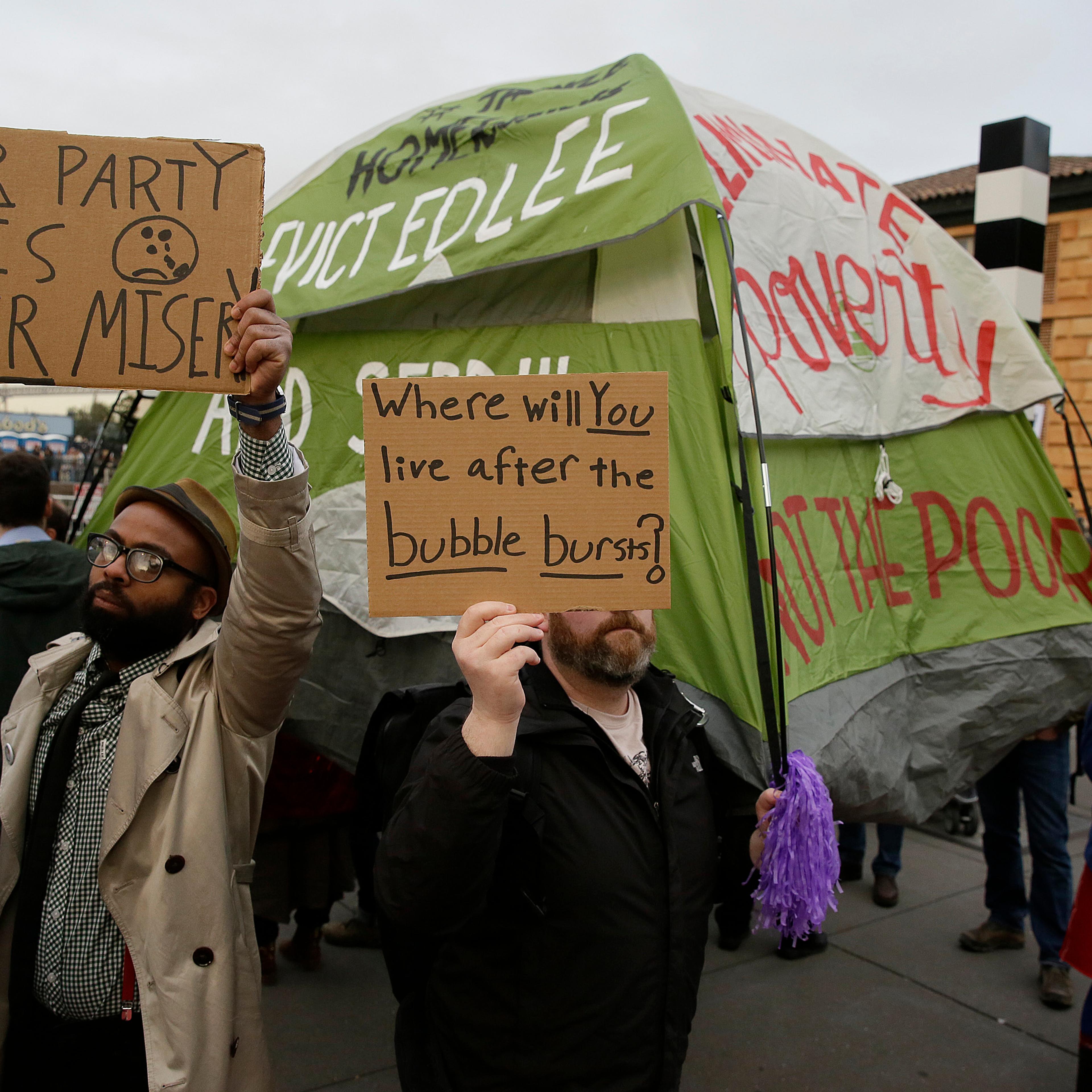 Super Bowl Homeless Protest
