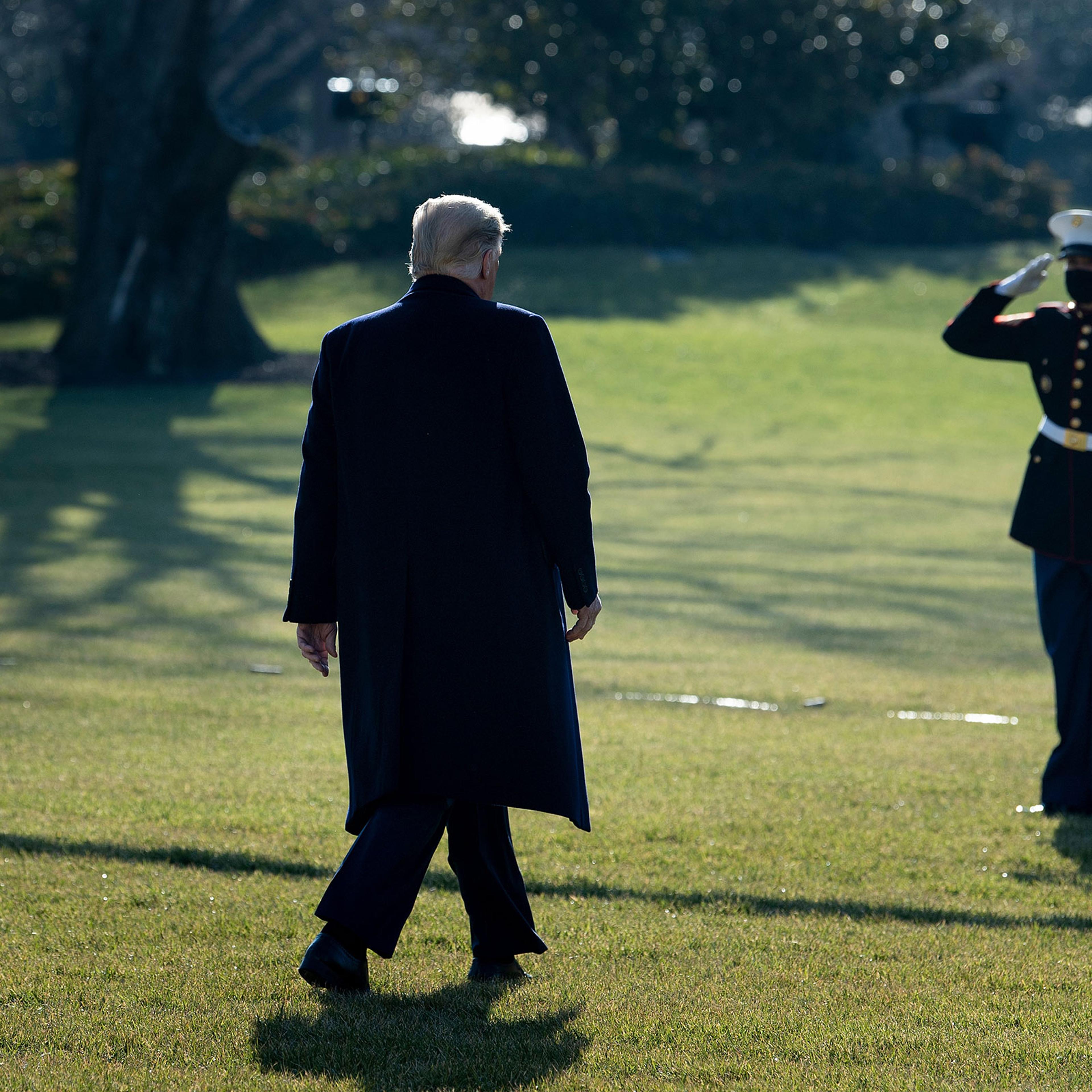 President Donald Trump walks to board Marine One outside the White House in Washington, on Jan. 12, 2021.