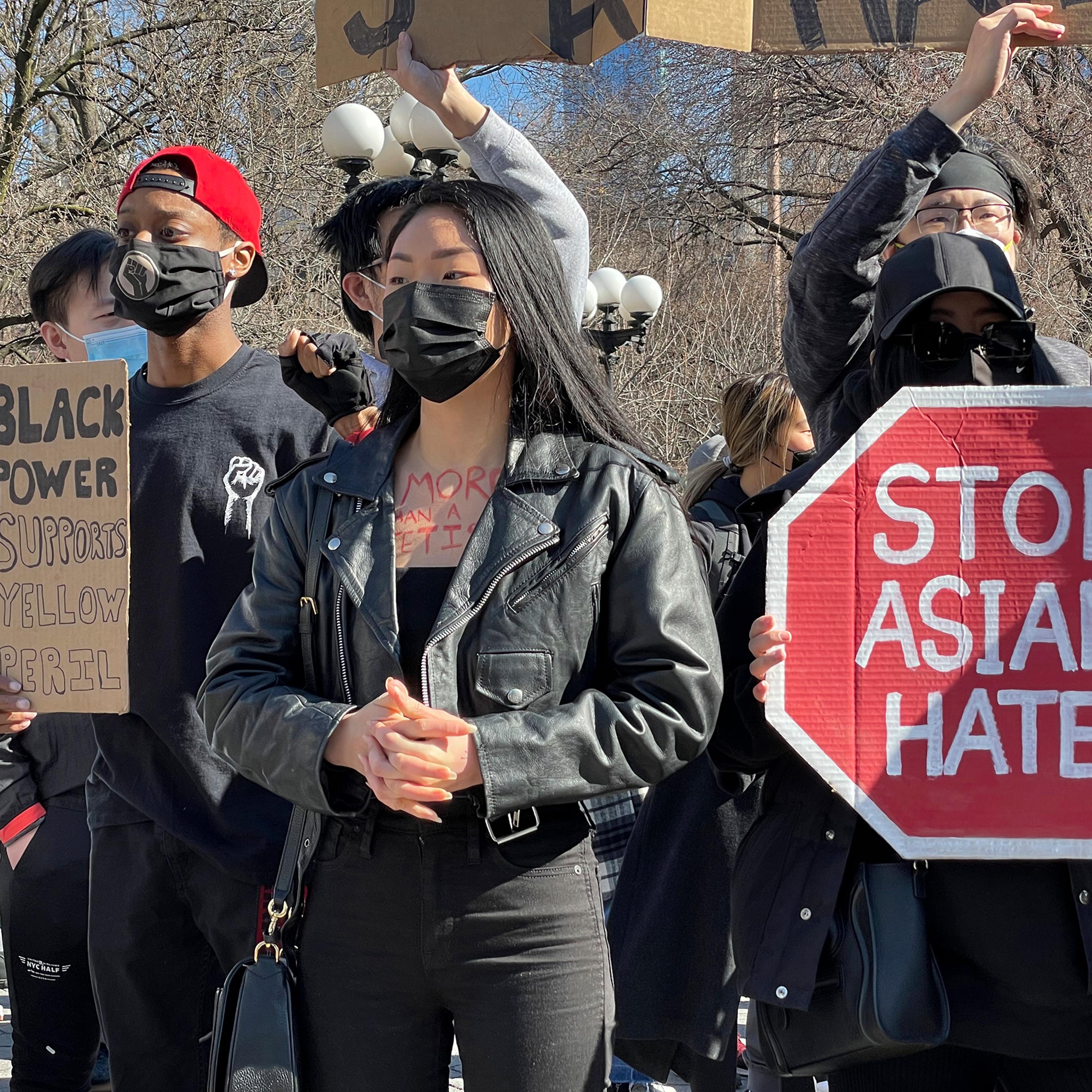 Black and Asian Solidarity Run at Union Square in New York City on March 21. A large crowd of people came together to show their support for the Asian community after the spa killings that occurred recently in Atlanta.