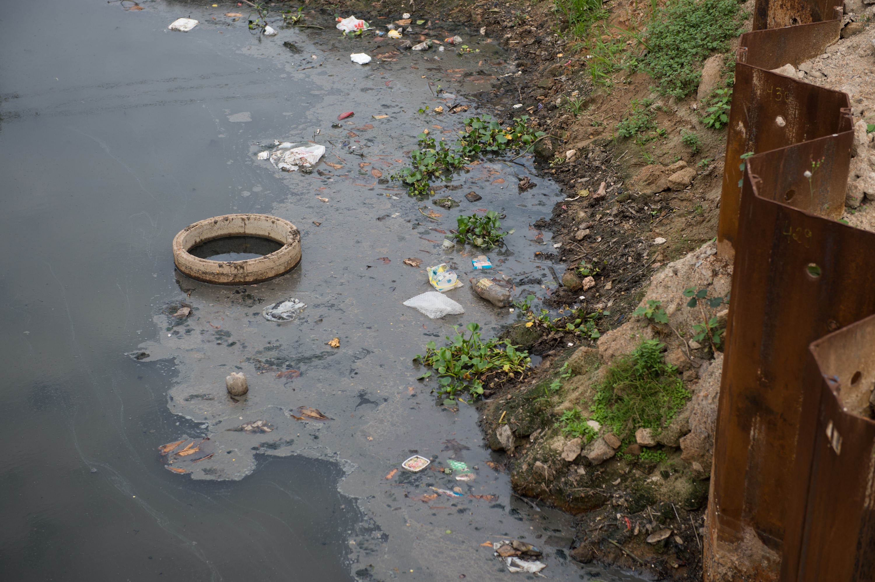 Heavily polluted rivers and lakes are seen in Rio De Janeiro, Brazil on August 05, 2016.