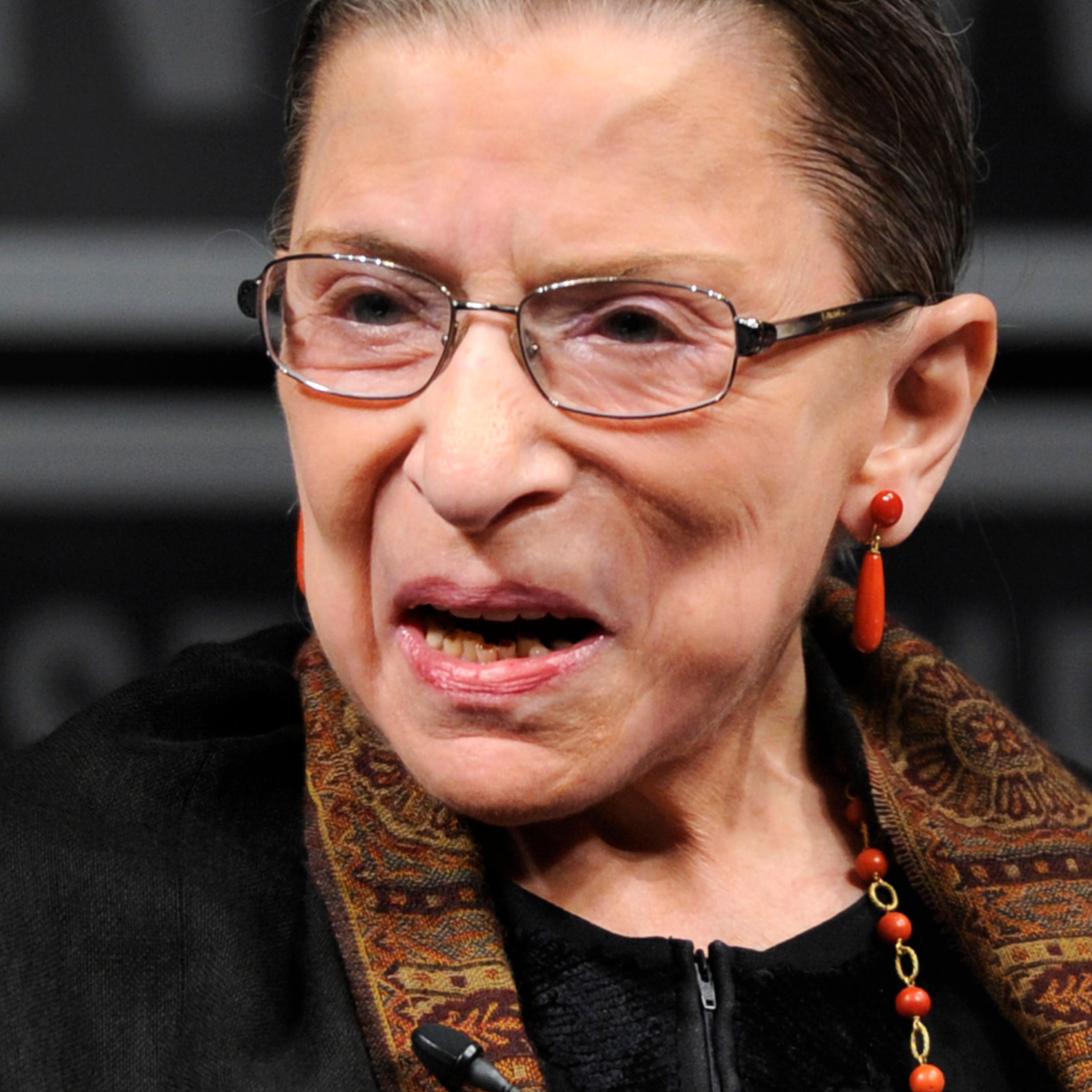 Supreme Court Justice Ruth Bader Ginsburg makes remarks during a forum at the Newseum to mark the 30th anniversary of the first female Justice Sandra Day O'Connor's first term on the Supreme Court in Washington, DC, April 11, 2012.