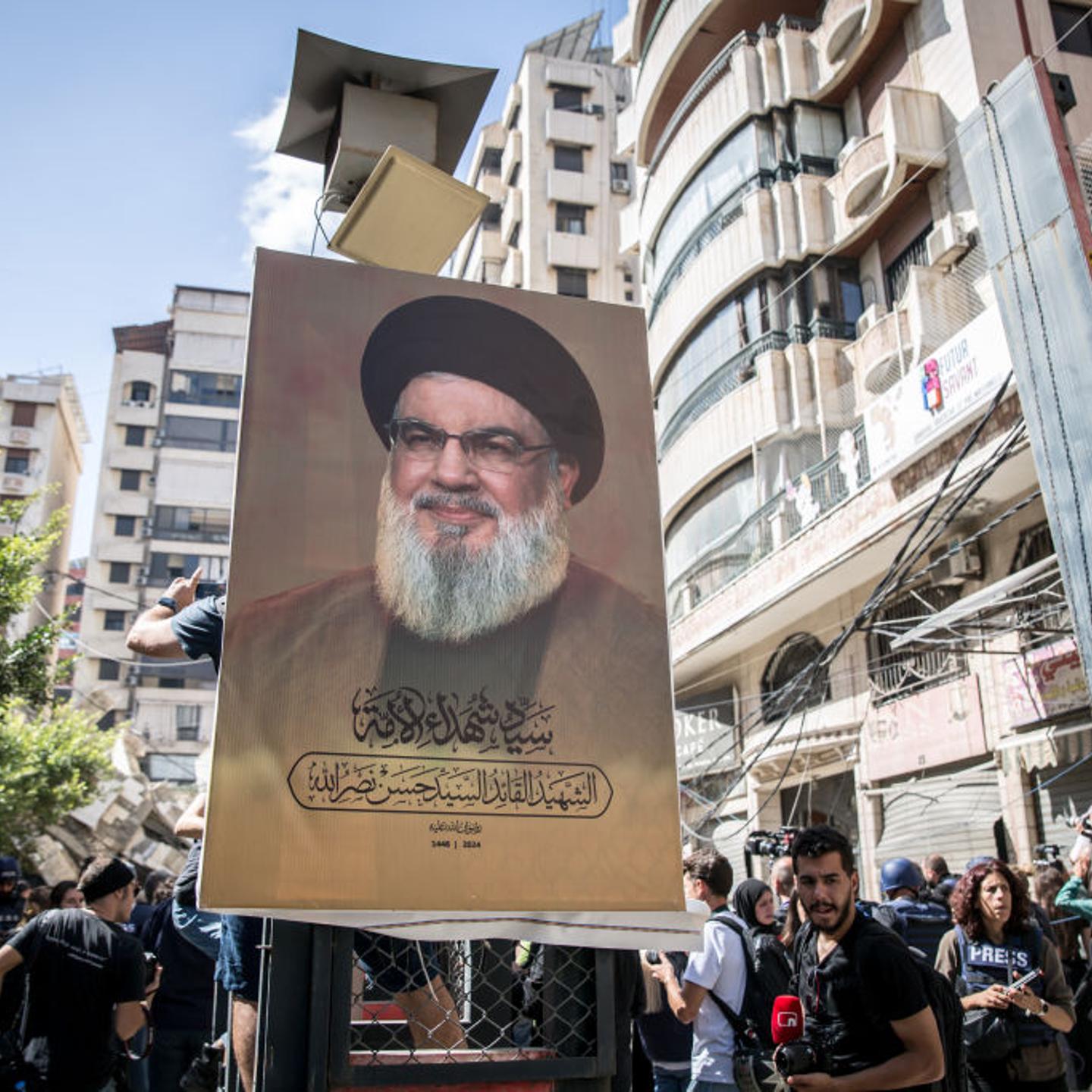 A portrait of Hassan Nasrallah, Secretary-General of