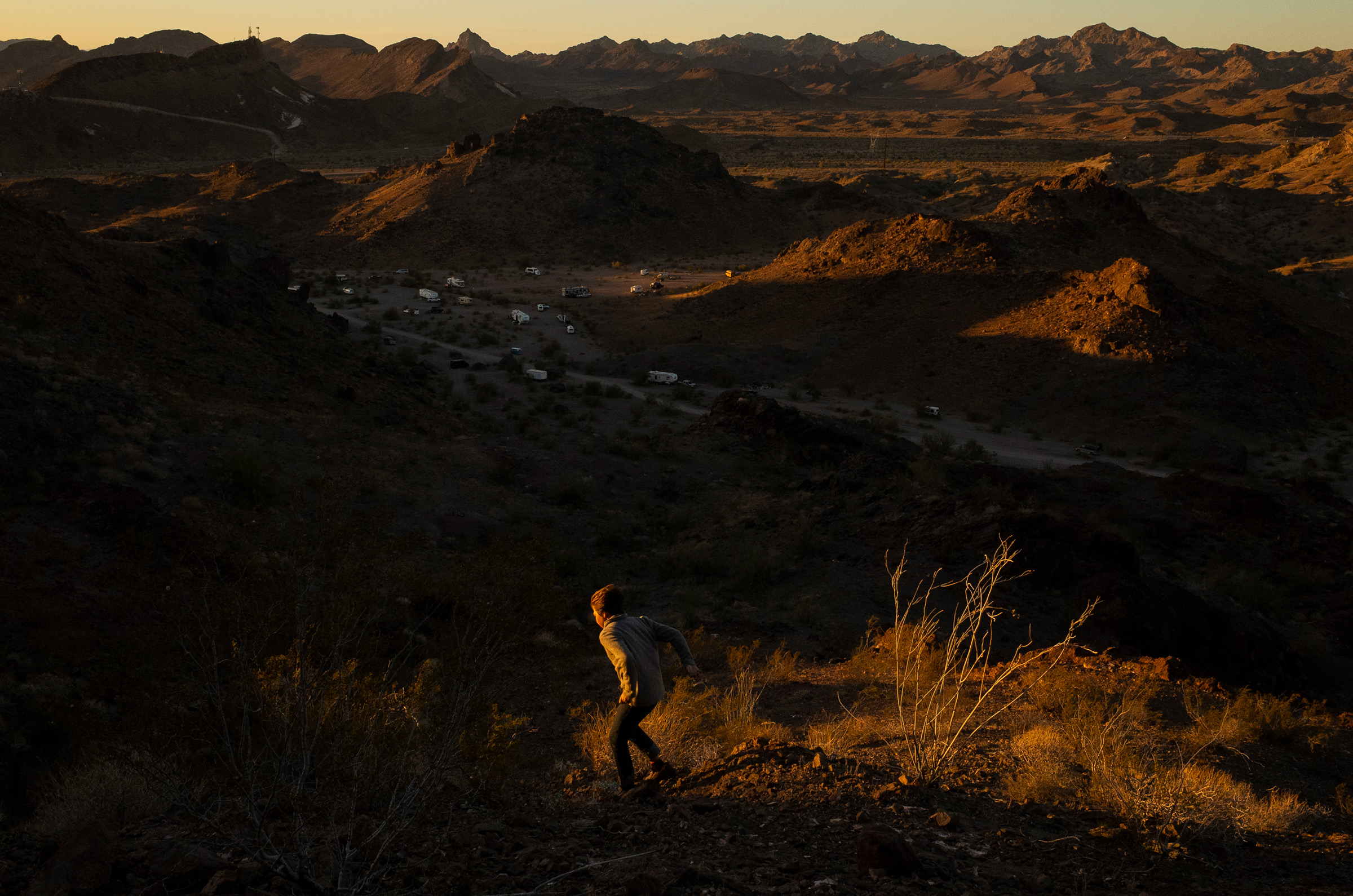 Max hikes above Craggy Wash Campground outside Lake Havasu City, Az. on Feb. 25.