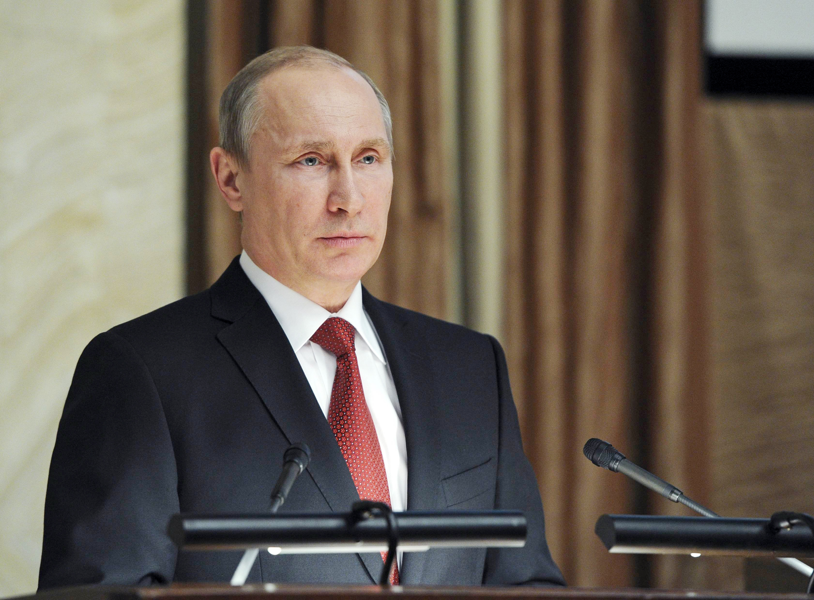 Russia's President Vladimir Putin delivers a speech during a session of the board of the FSB security service in Moscow April 7, 2014.