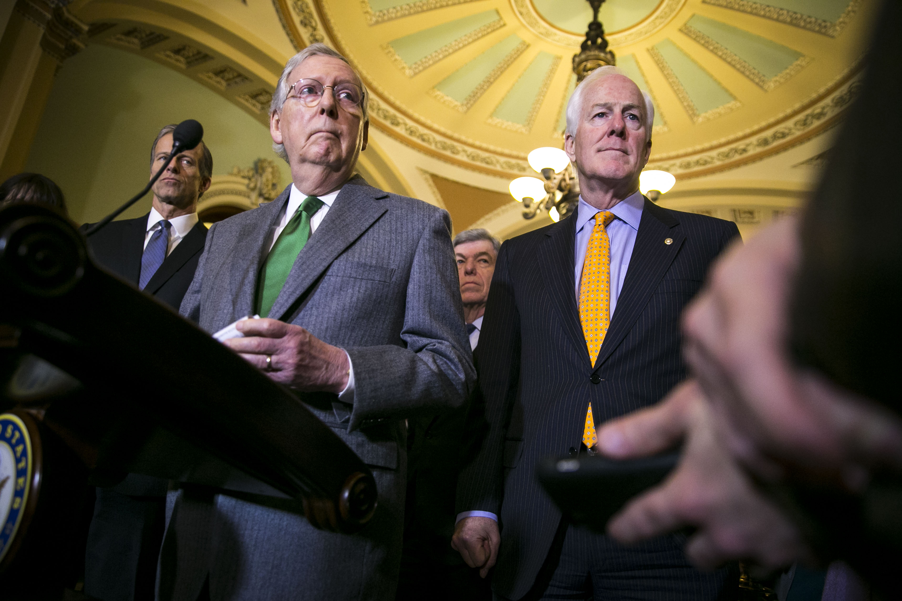 Senate Lawmakers Address The Media After Their Weekly Policy Luncheons