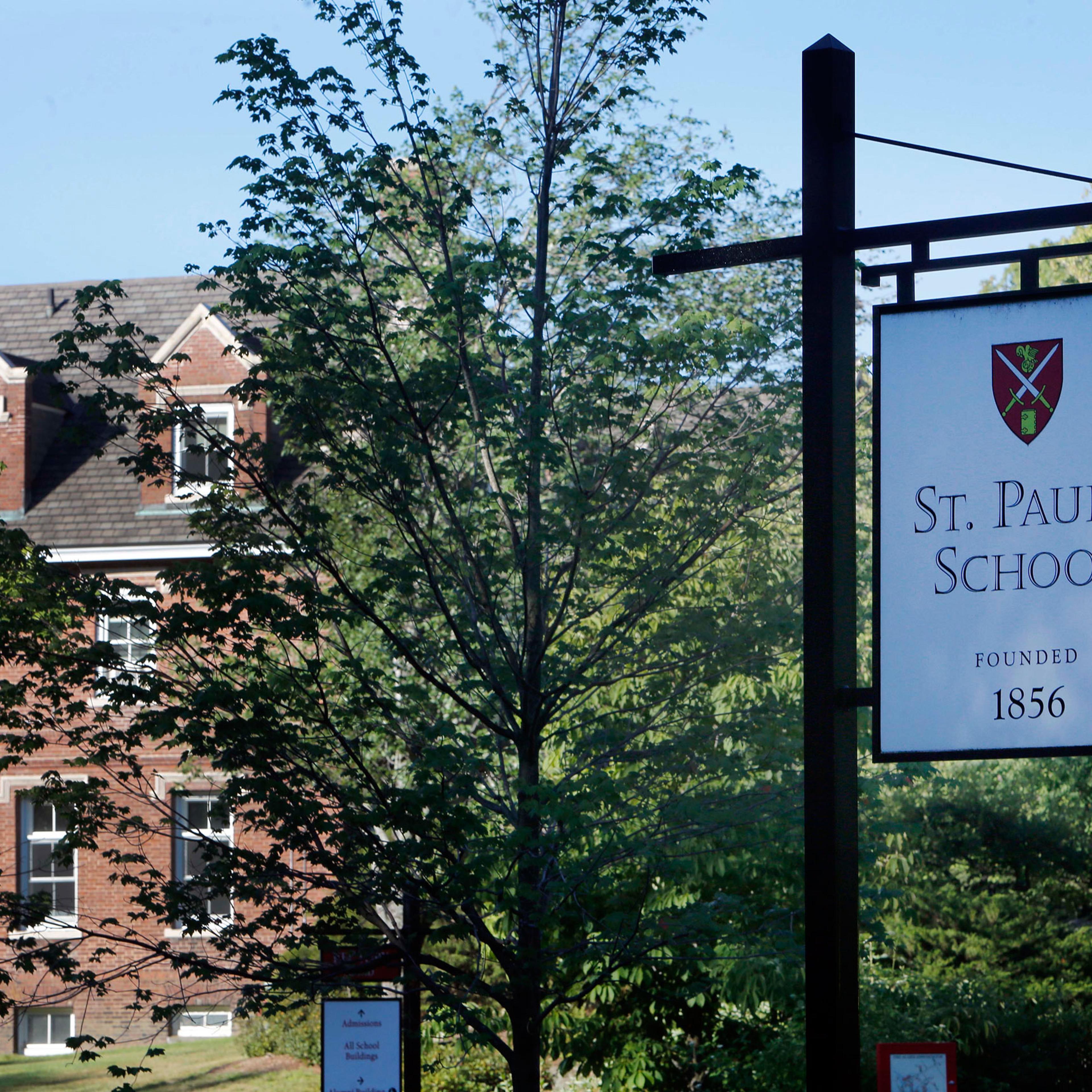 The entrance to the elite St. Paul’s School is seen Friday Aug. 14, 2015 in Concord, N.H., Monday, Aug. 17, 2015, Owen Labrie, a former student, goes on trial Monday, Aug. 17, 2015, for taking part in a practice at the school known as “Senior Salute” whe