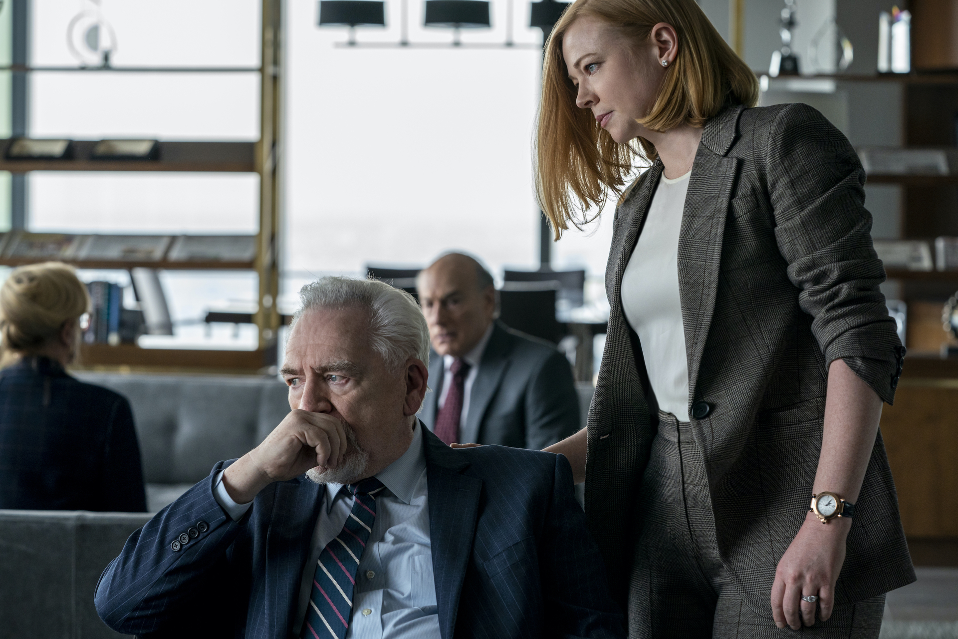Brian Cox and Sarah Snook in <em>Succession</em> season three. 