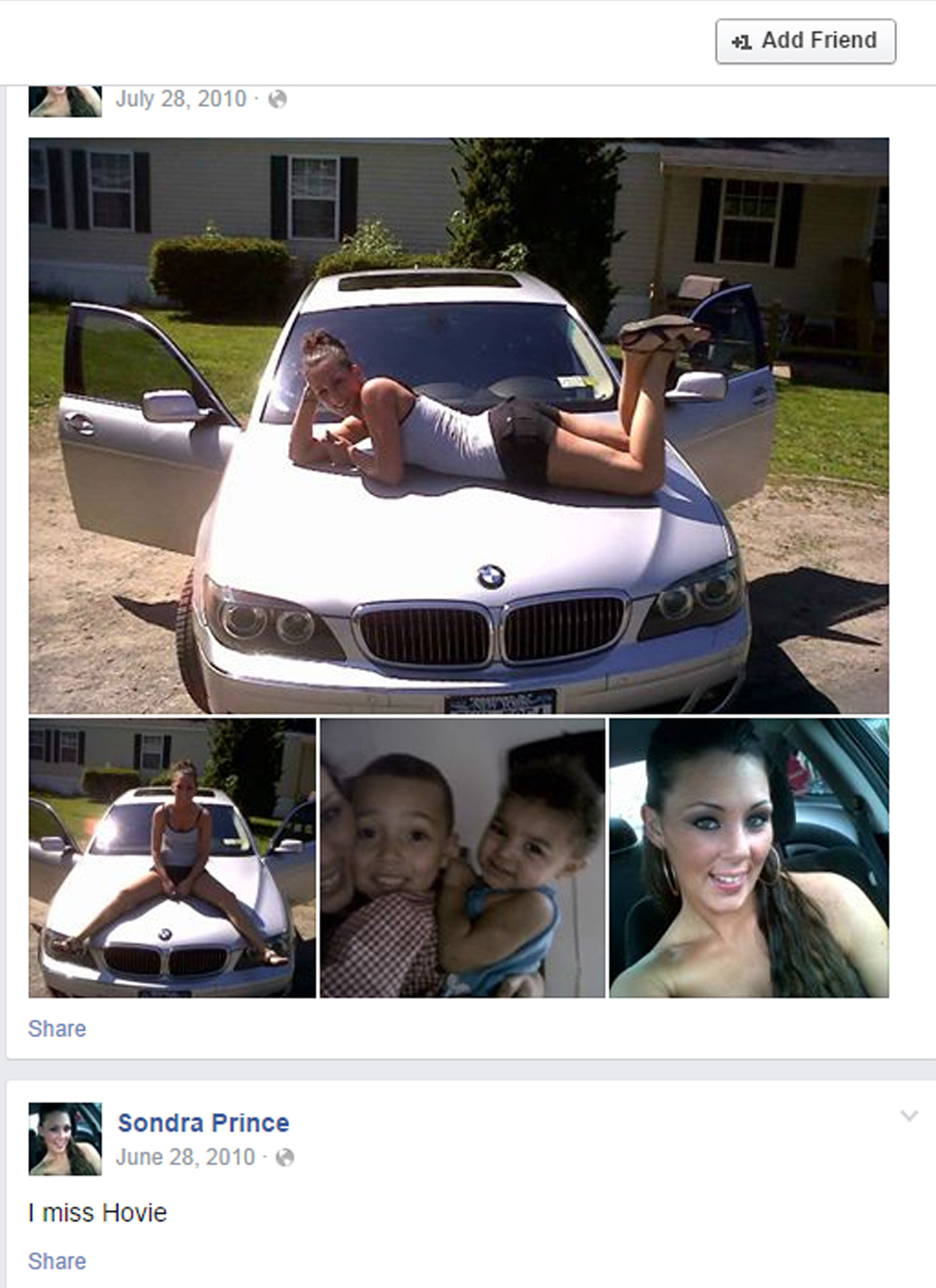A Facebook page for "Sondra Prince"