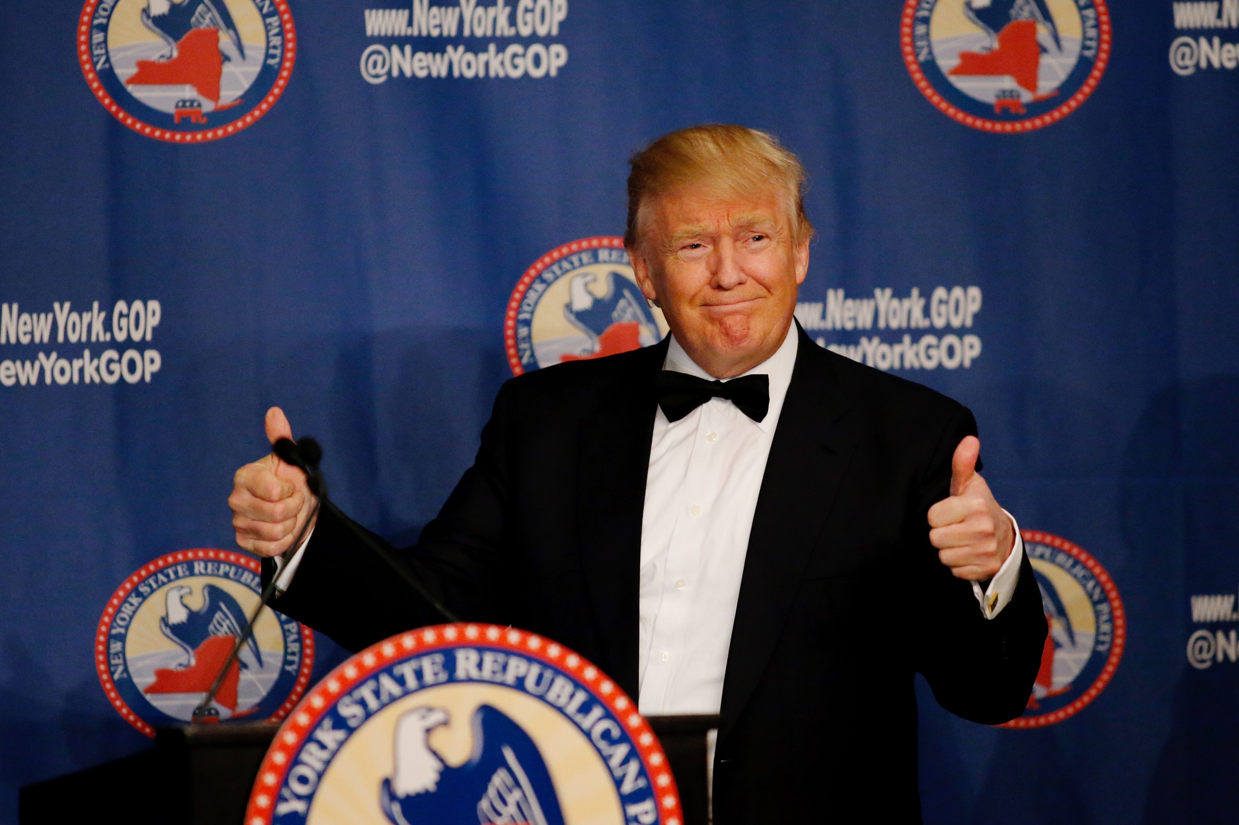 Republican presidential candidate Donald Trump attends the 2016 annual New York State Republican Gala on April 14, 2016 in New York City.