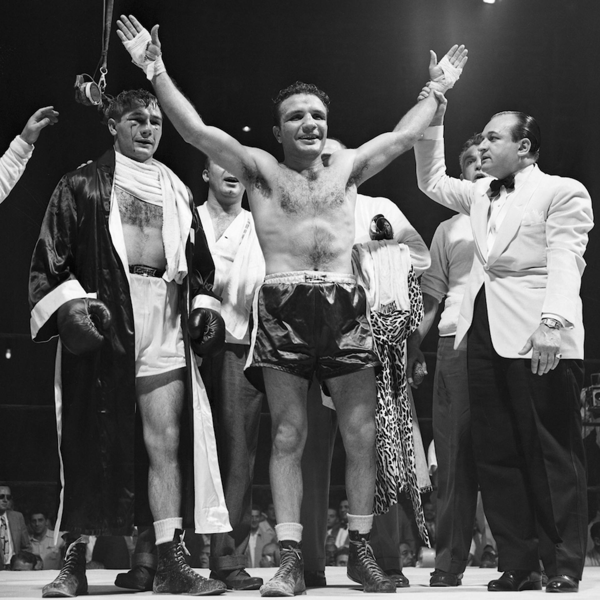 Jake Lamotta Celebrating Middleweight Win