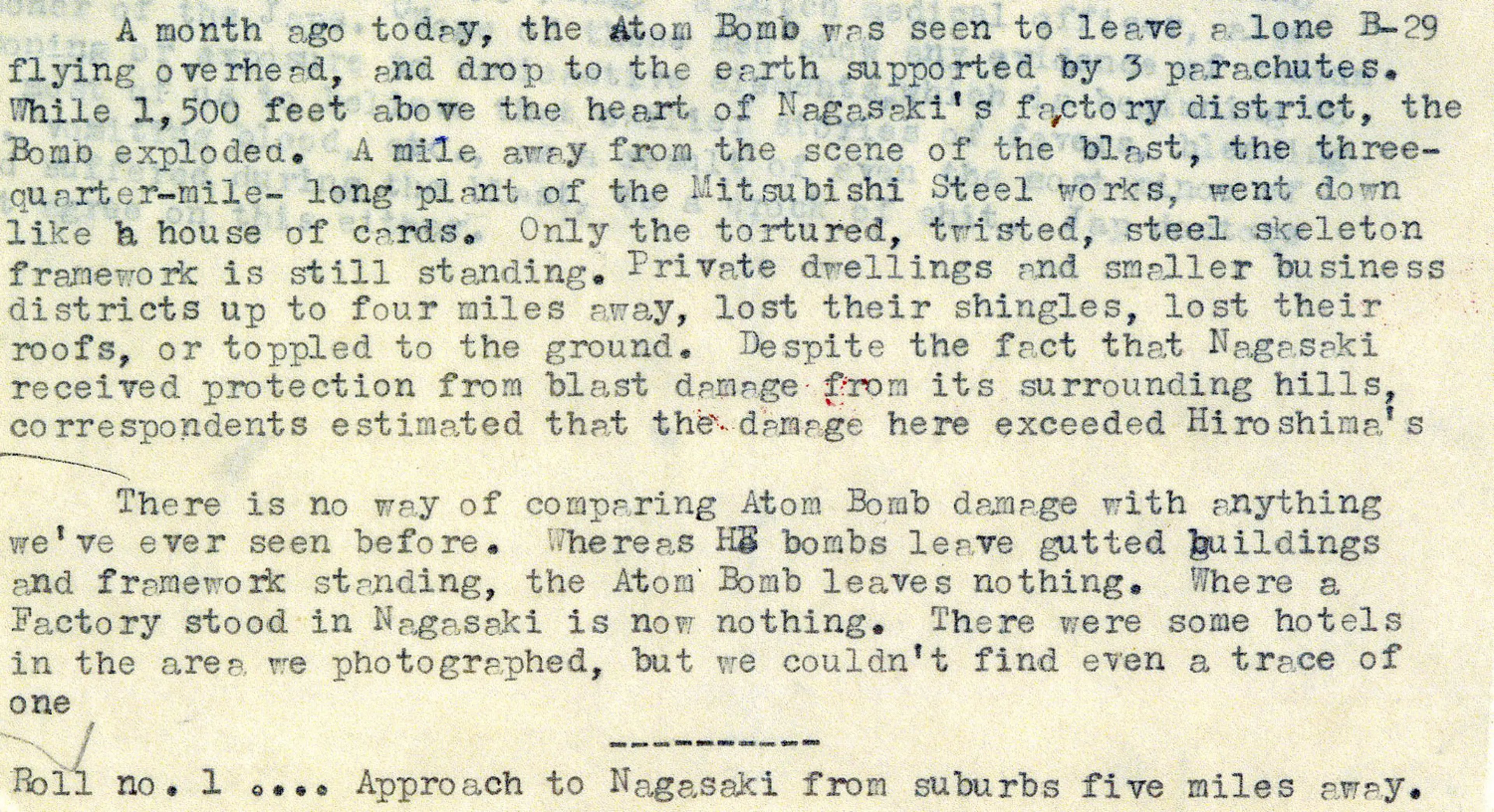 From notes by LIFE's Bernard Hoffman to the magazine's long-time picture editor, Wilson Hicks, in New York, September 1945.