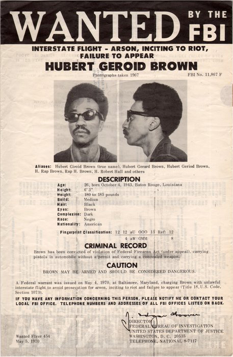 Brown is added to the FBI’s most-wanted list—for the first time, in 1970