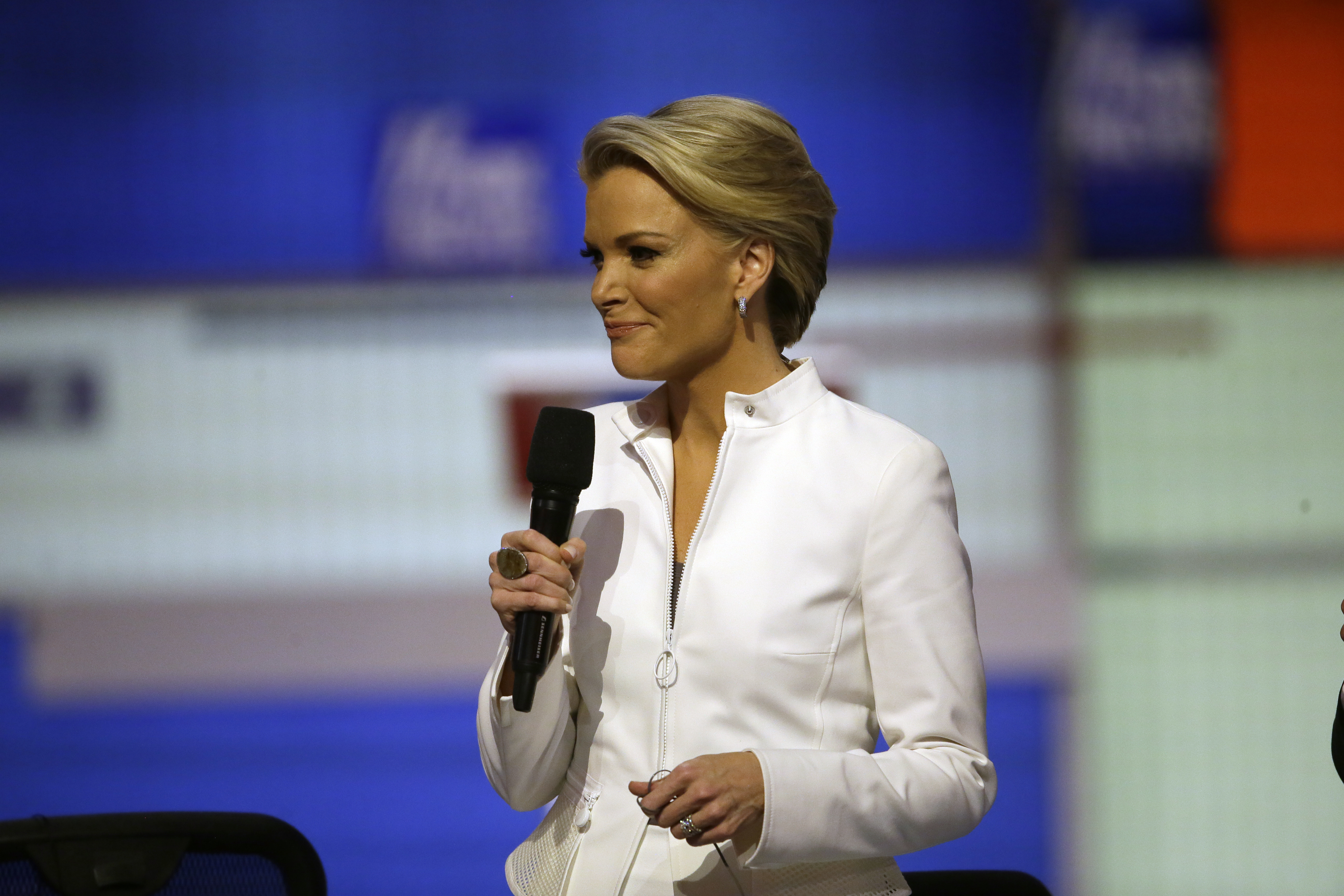 Moderator Megyn Kelly speaks before a Republican presidential primary debate at Fox Theatre in Detroit on March 3, 2016.