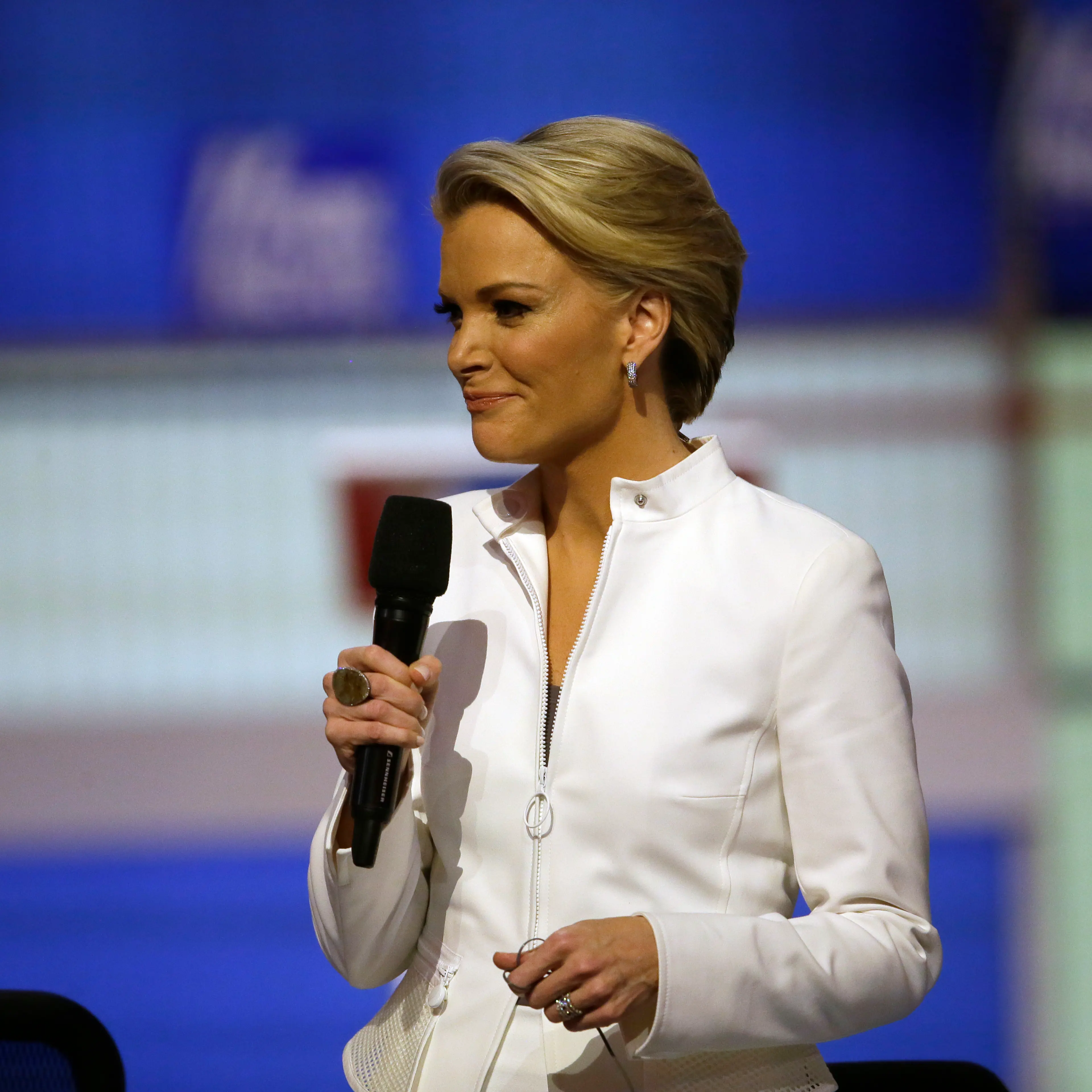Moderator Megyn Kelly speaks before a Republican presidential primary debate at Fox Theatre in Detroit on March 3, 2016.