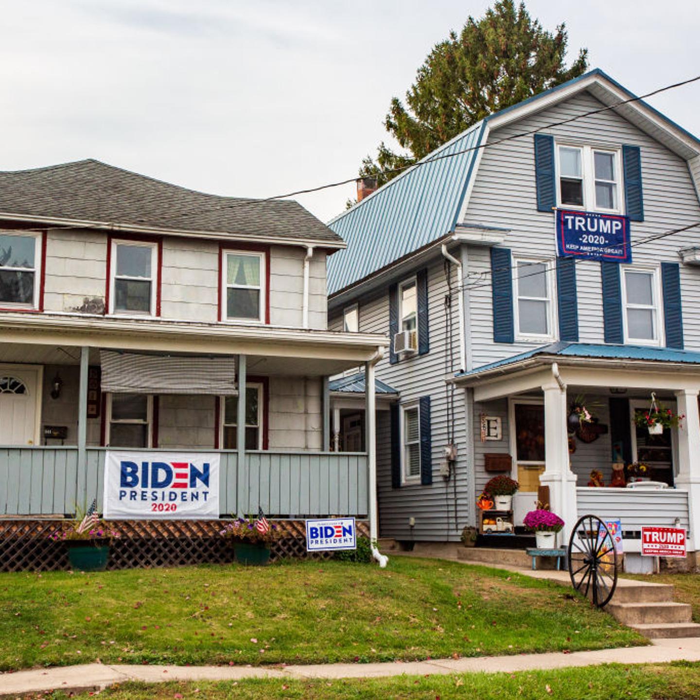 Neighboring houses in Northumberland, Pennsylvania display