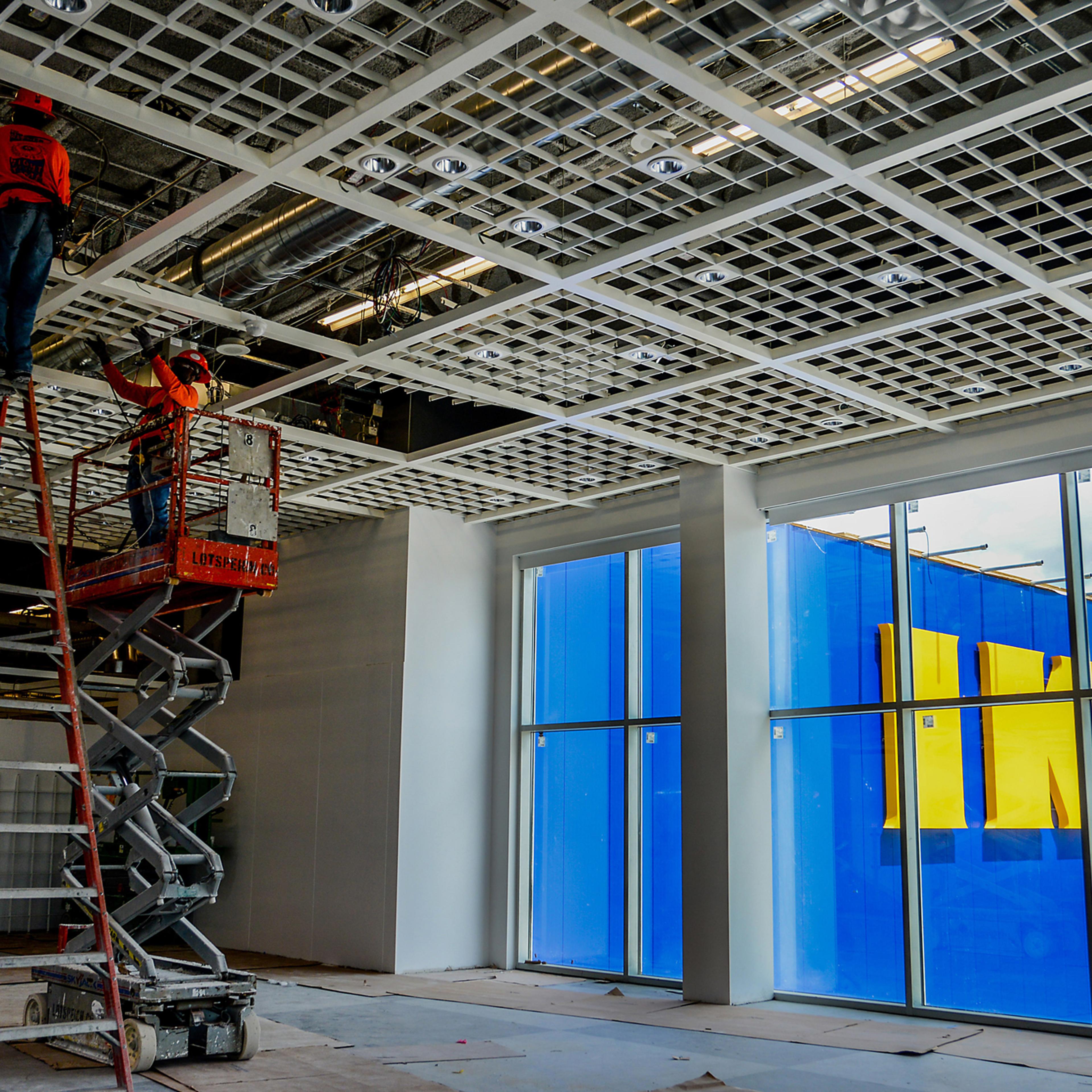 Contractors work on construction of a new IKEA store in Miami, May 20, 2014.
