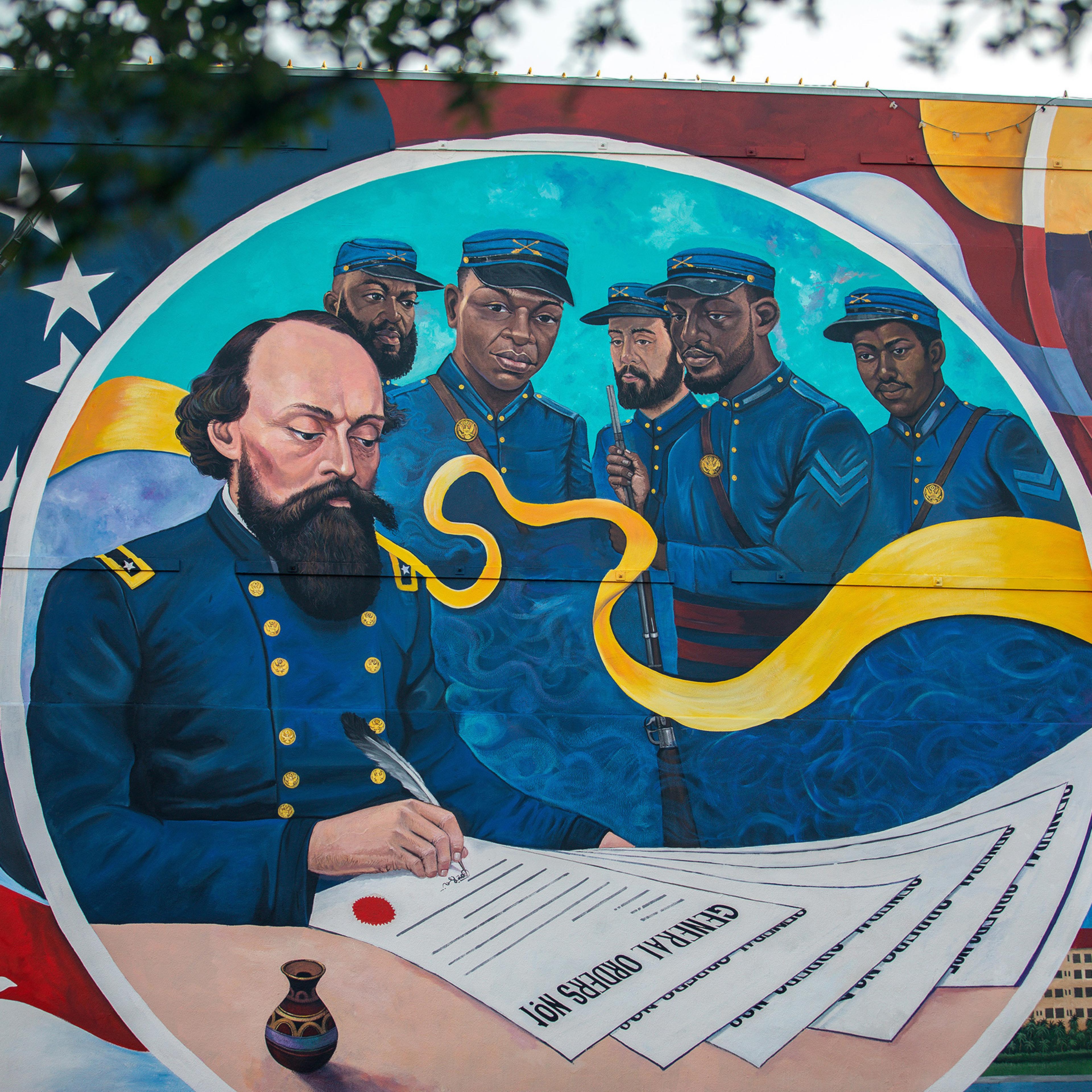 A mural in Galveston, Texas, marks the spot where General Order No. 3 was issued