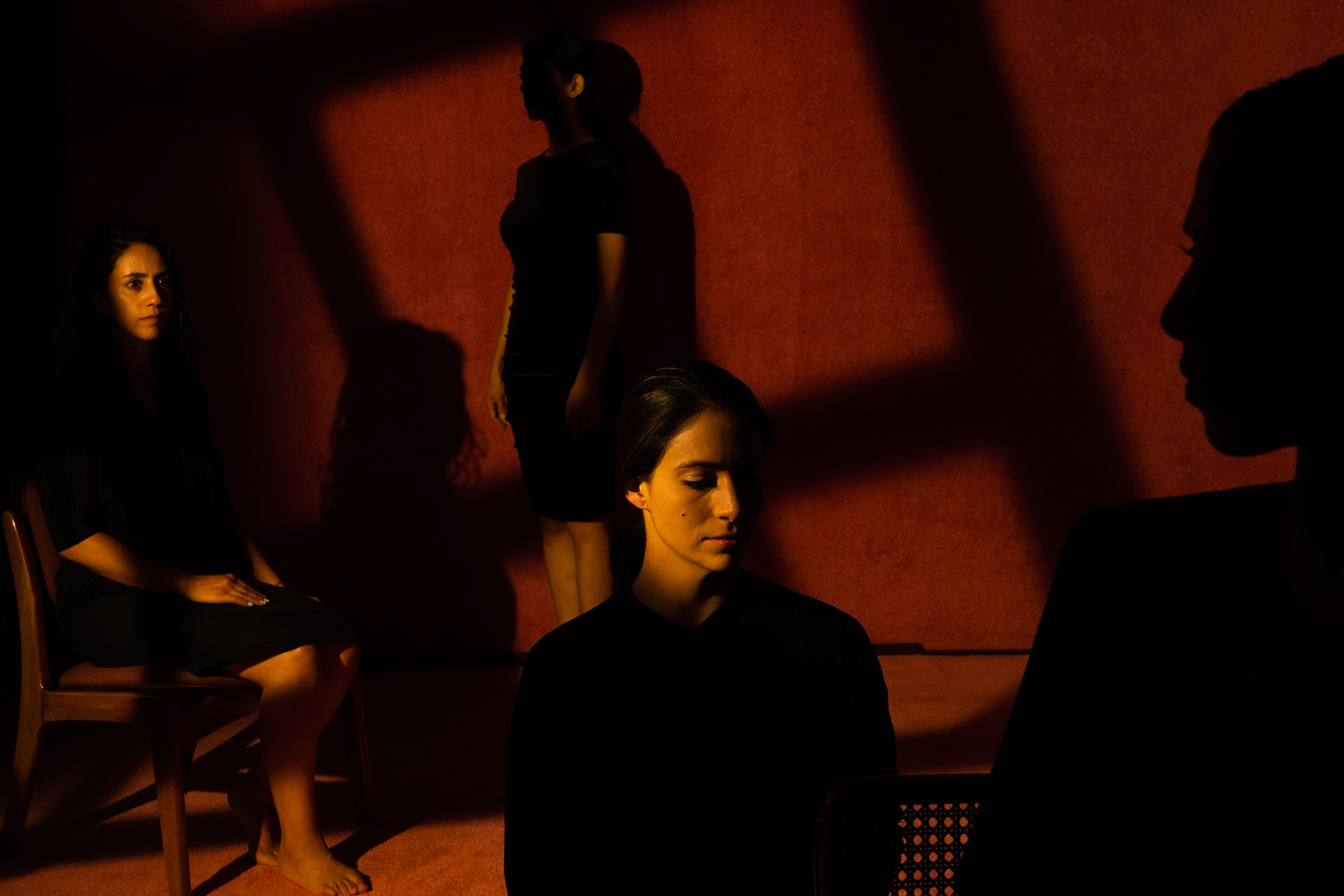 From left: Mariana Flores, Itzel Schnaas and two anonymous women who are among the group who have accused Andrés Roemer of sexual harassment, abuse and rape. Photographed in Mexico City on May 24.