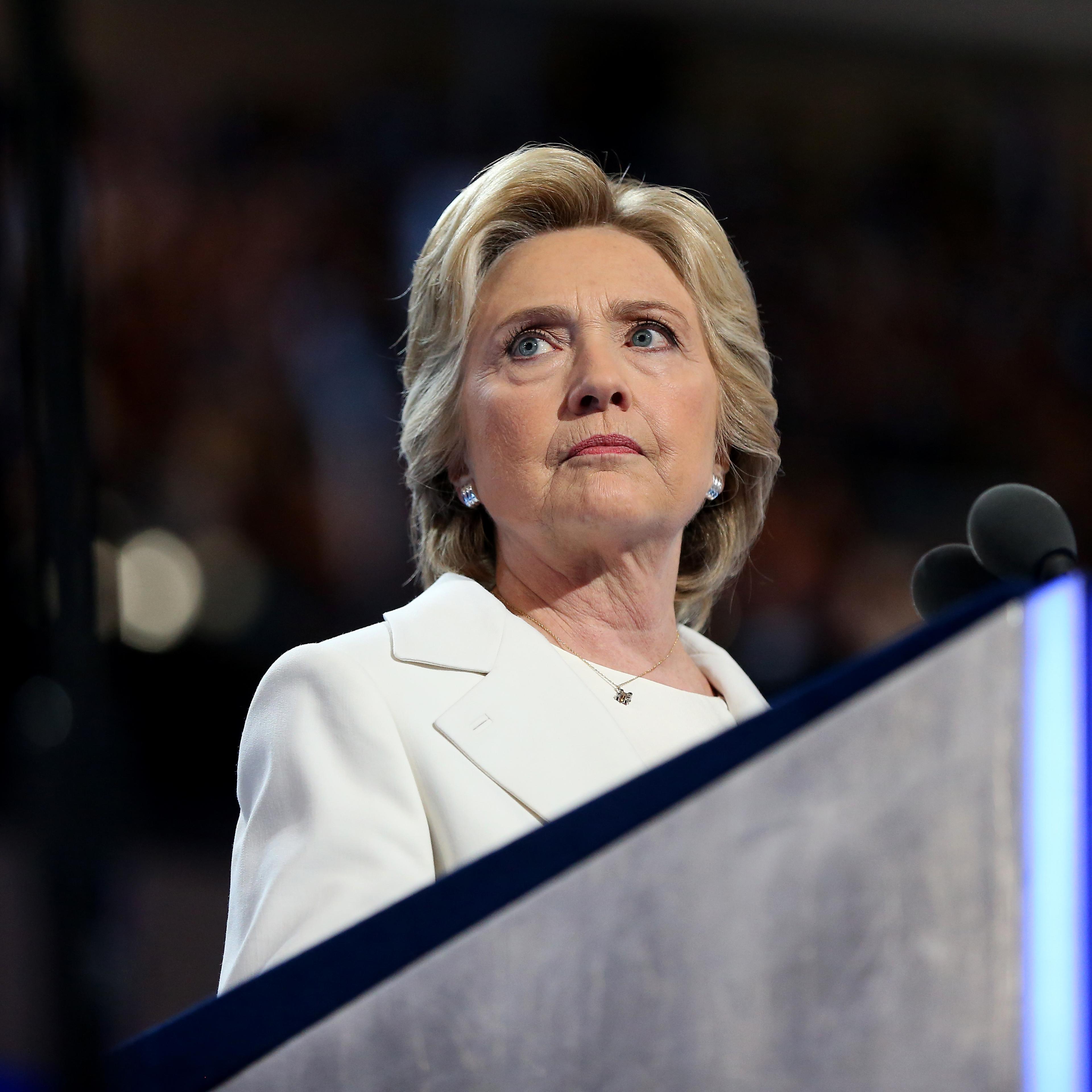 Hillary Clinton speaking at the DNC