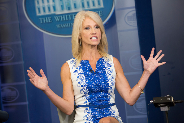 Kellyanne Conway poses for a photograph during an interview at the White House on August 3, 2017 in Washington, DC.