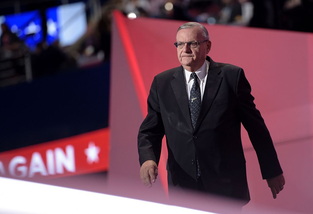 Arizona Sheriff Joe Arpaio arrives to speak during the Republican National Convention in Cleveland, Ohio on July 21, 2016.