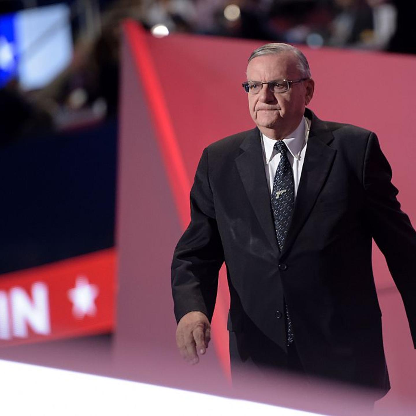 Arizona Sheriff Joe Arpaio arrives to speak during the Republican National Convention in Cleveland, Ohio on July 21, 2016.