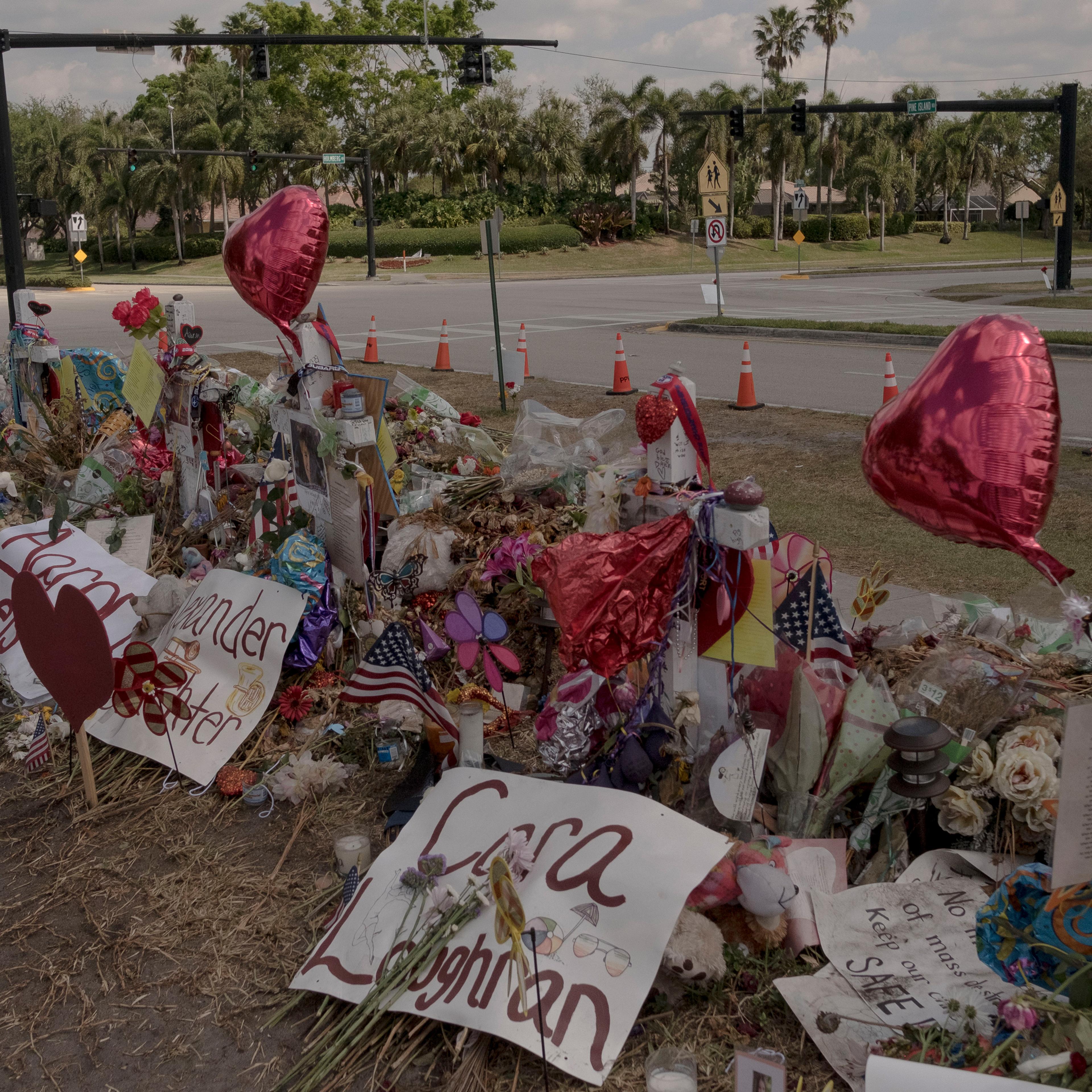 3/6/18, Parkland, Florida A memorial is left in front of Marjory Stoneman Douglas High School for the victims of the school shooting in Parkland, Florida on March 6, 2018. Gabriella Demczuk / TIME