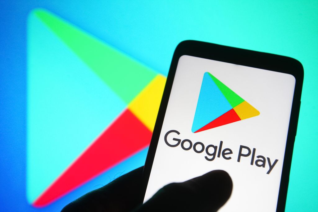 In this photo illustration a Google Play Store logo is seen