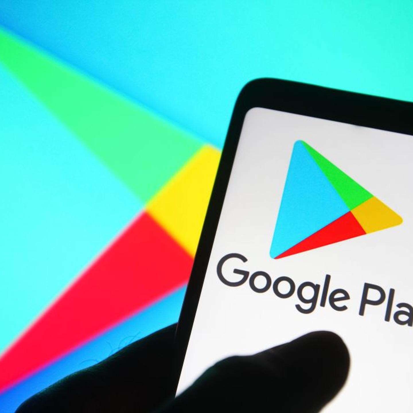 In this photo illustration a Google Play Store logo is seen