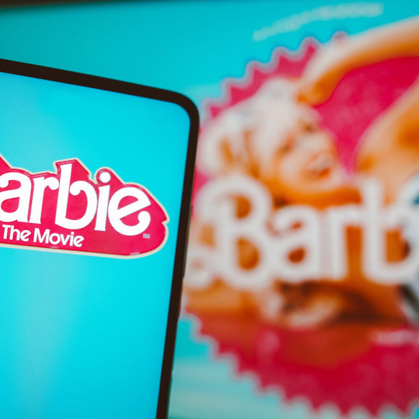 In this photo illustration, the Barbie the movie logo seen