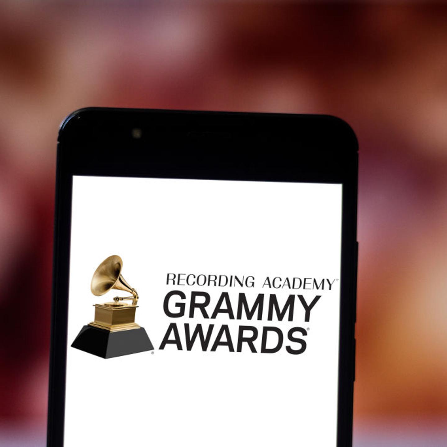 In this photo illustration the Grammy Awards logo is seen