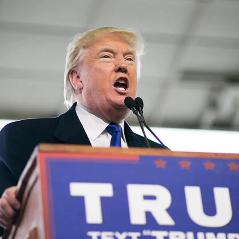 Republican presidential candidate Donald Trump speaks at a rally held at Signature Flight Hangar in Columbus, Ohio, on March 1, 2016.