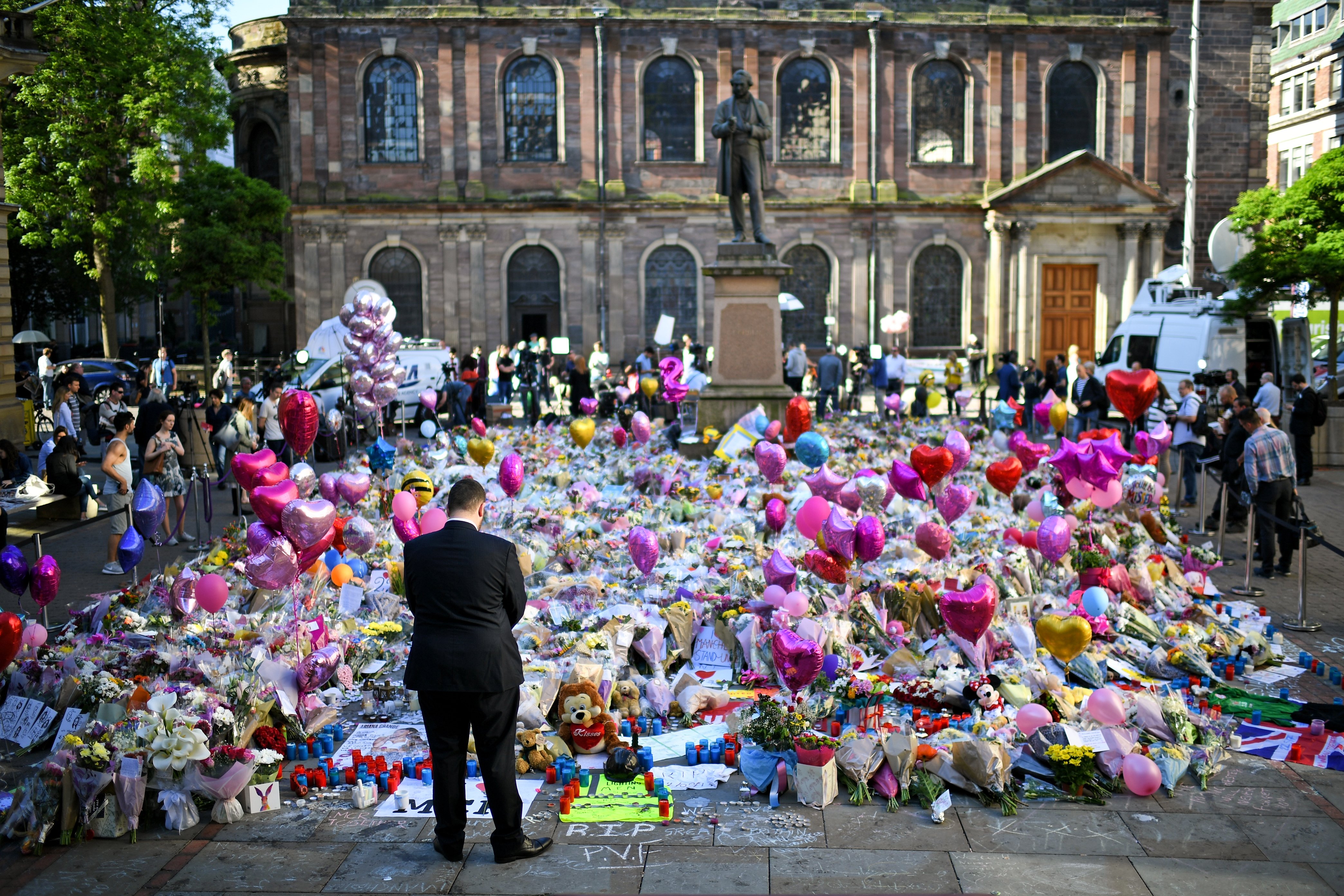 Floral Tributes Are Left For The Victims Of The Manchester Arena Terrorist Attack