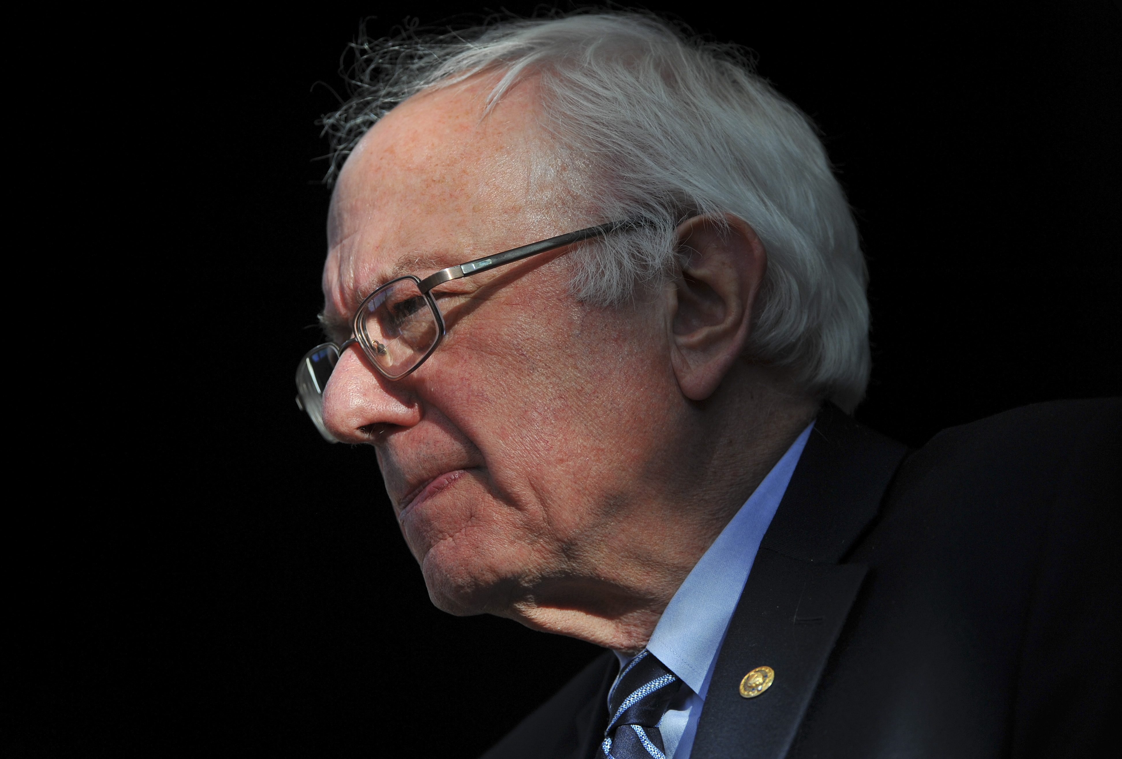 Democratic presidential candidate Bernie Sanders (D-VT) delivers his concession speech to a group of supporters at the Henderson Pavilion in Henderson, Nev., on Feb. 20, 2016.