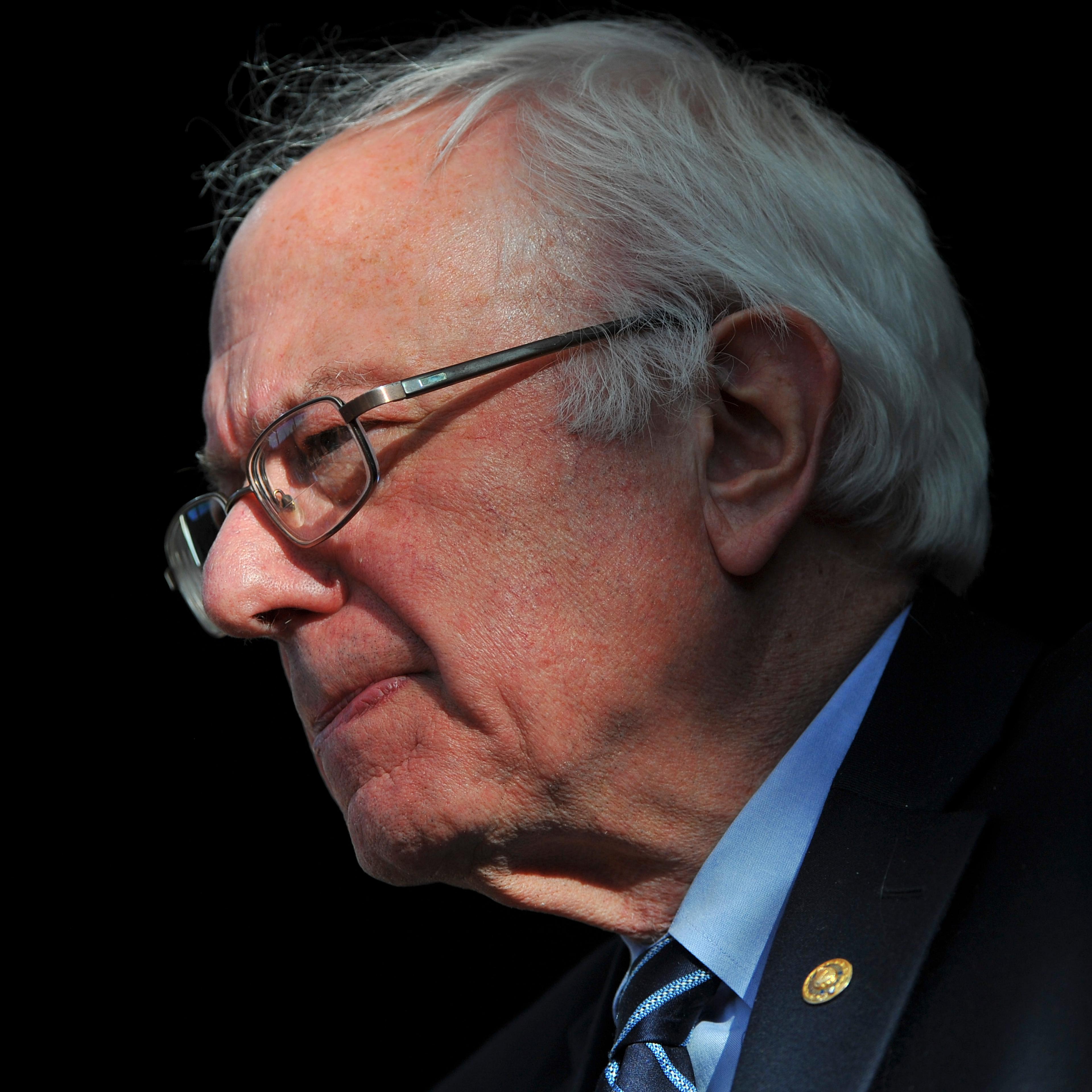 Democratic presidential candidate Bernie Sanders (D-VT) delivers his concession speech to a group of supporters at the Henderson Pavilion in Henderson, Nev., on Feb. 20, 2016.