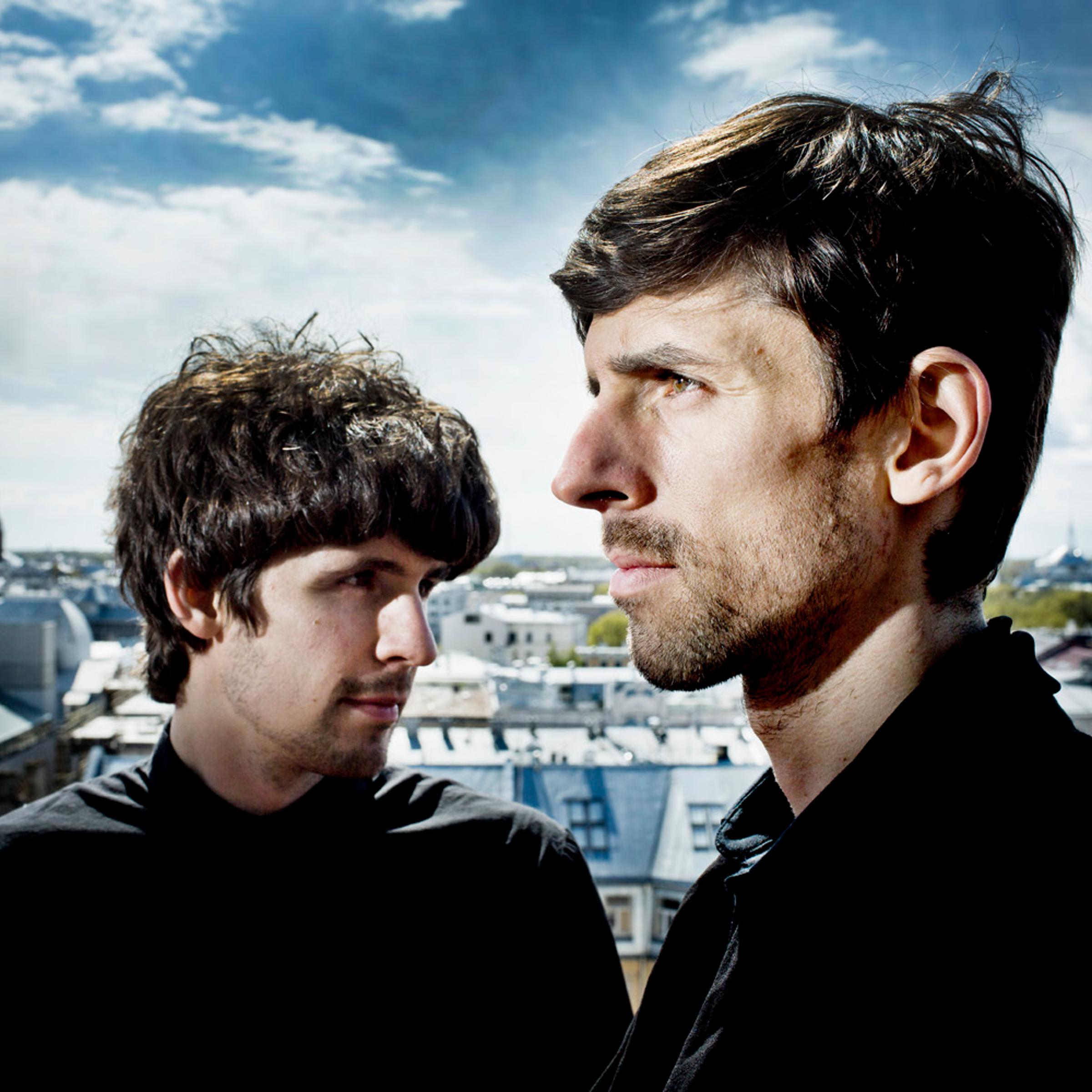 Ask.fm founders and brothers Ilya Terebin and Mark Terebin photographed at the Hotel Alberts top floor terrace and rooftop bar in Riga, Latvia, overlooking the city, May 2014.