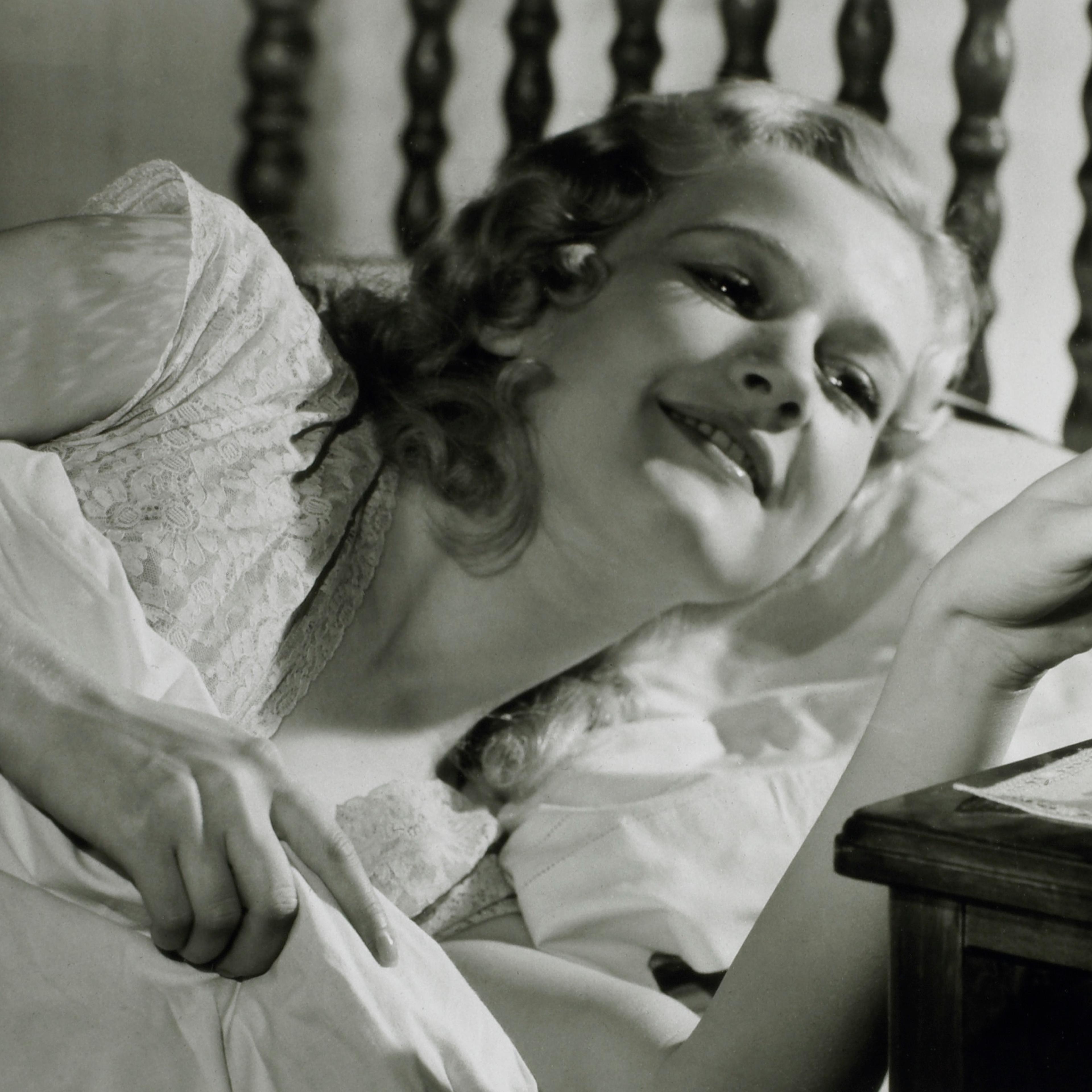 Woman Waking Up Alarm Clock Bed