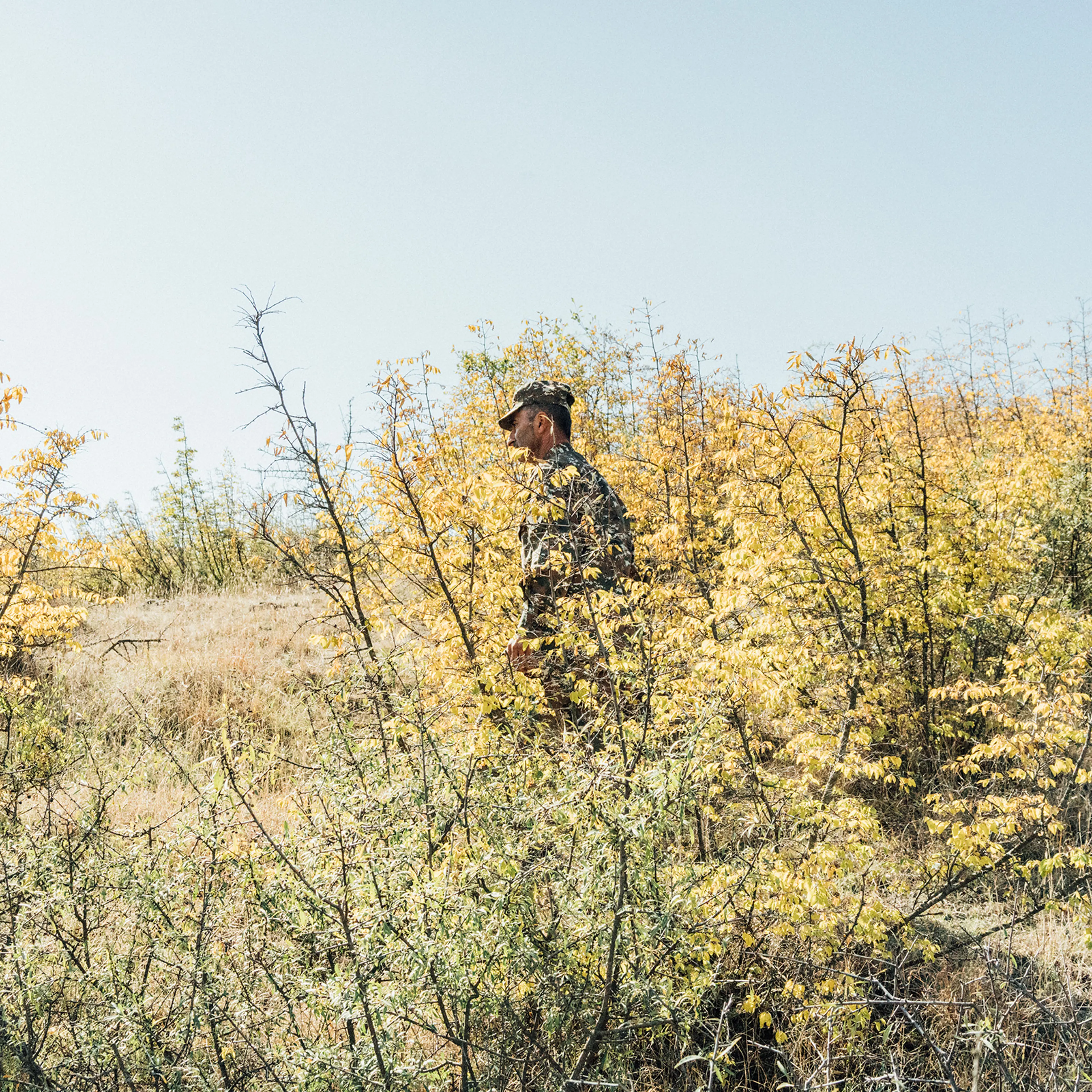 Ashot Sarkissian, 51, walks on a hill near the town of Askeran where an alleged Azerbaijani drone was shot down in October.
