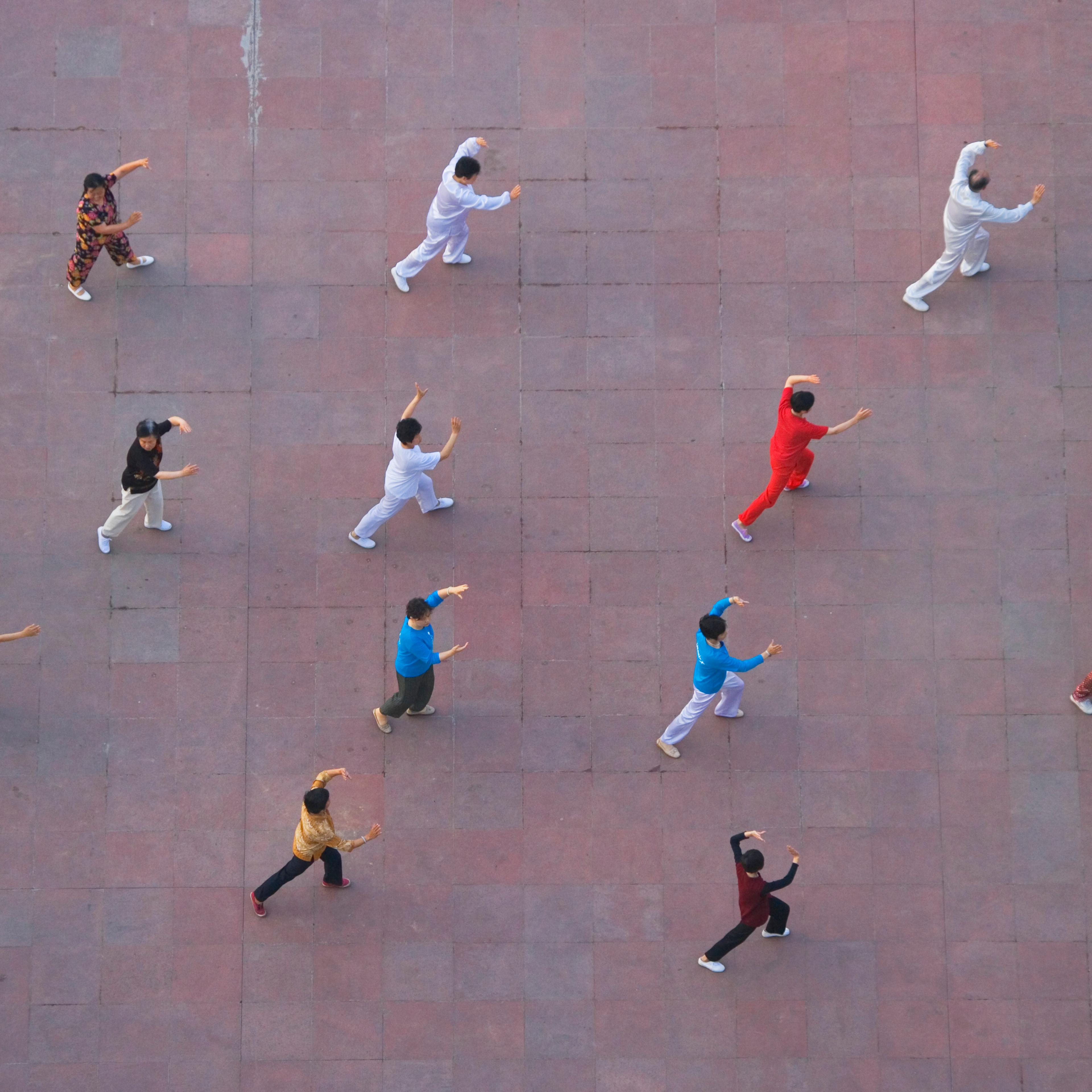 China, Sichuan Province, Fengjie, people practicing Taiji