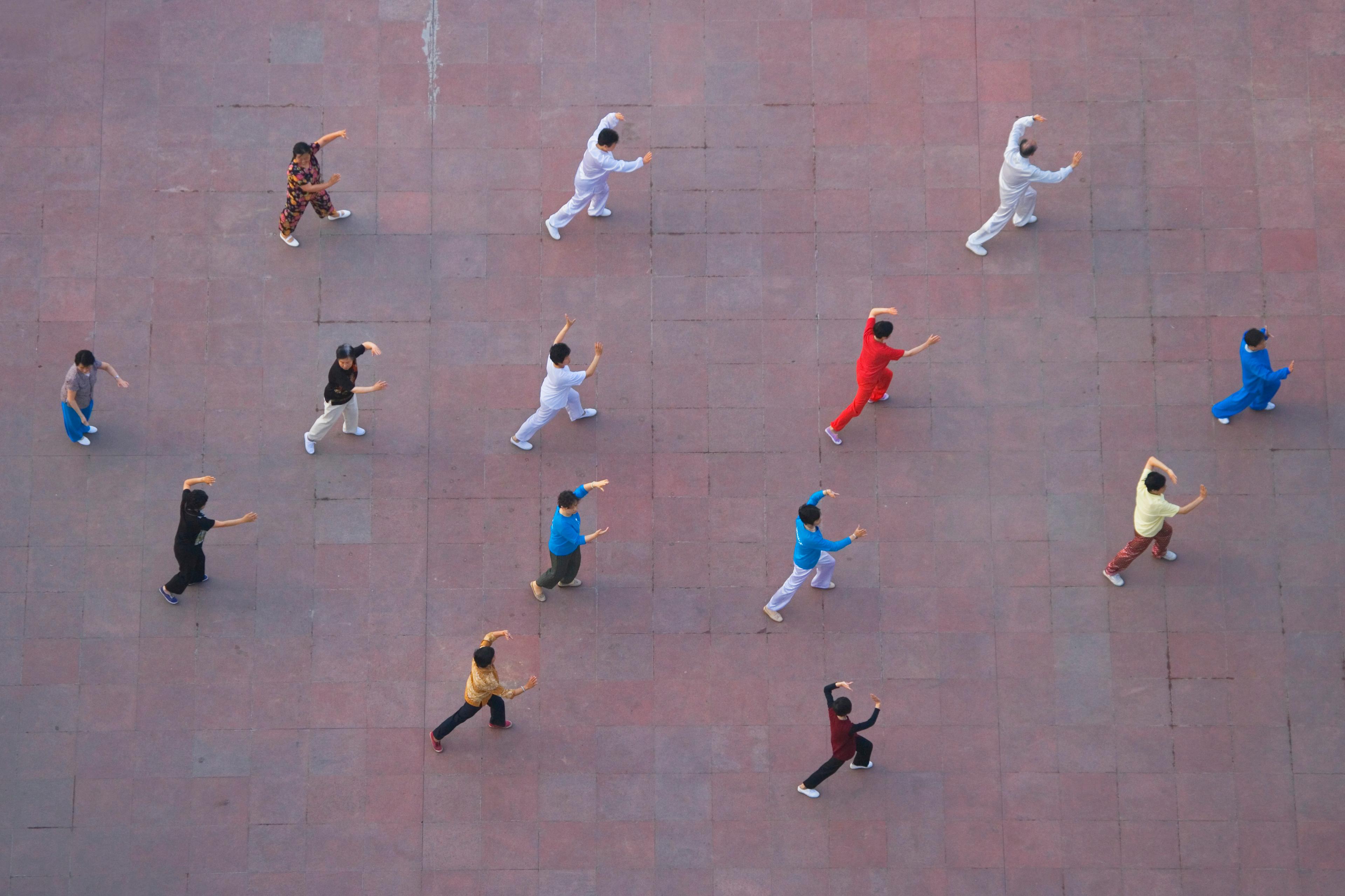China, Sichuan Province, Fengjie, people practicing Taiji