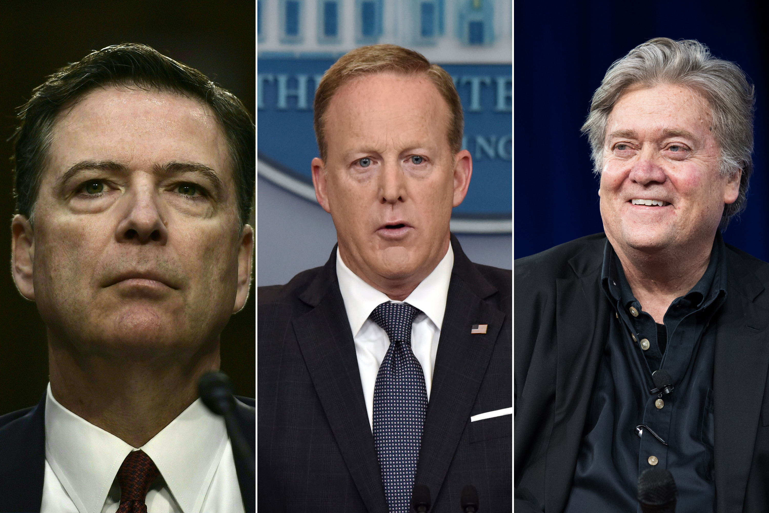 James Comey; Sean Spicer; Steve Bannon
