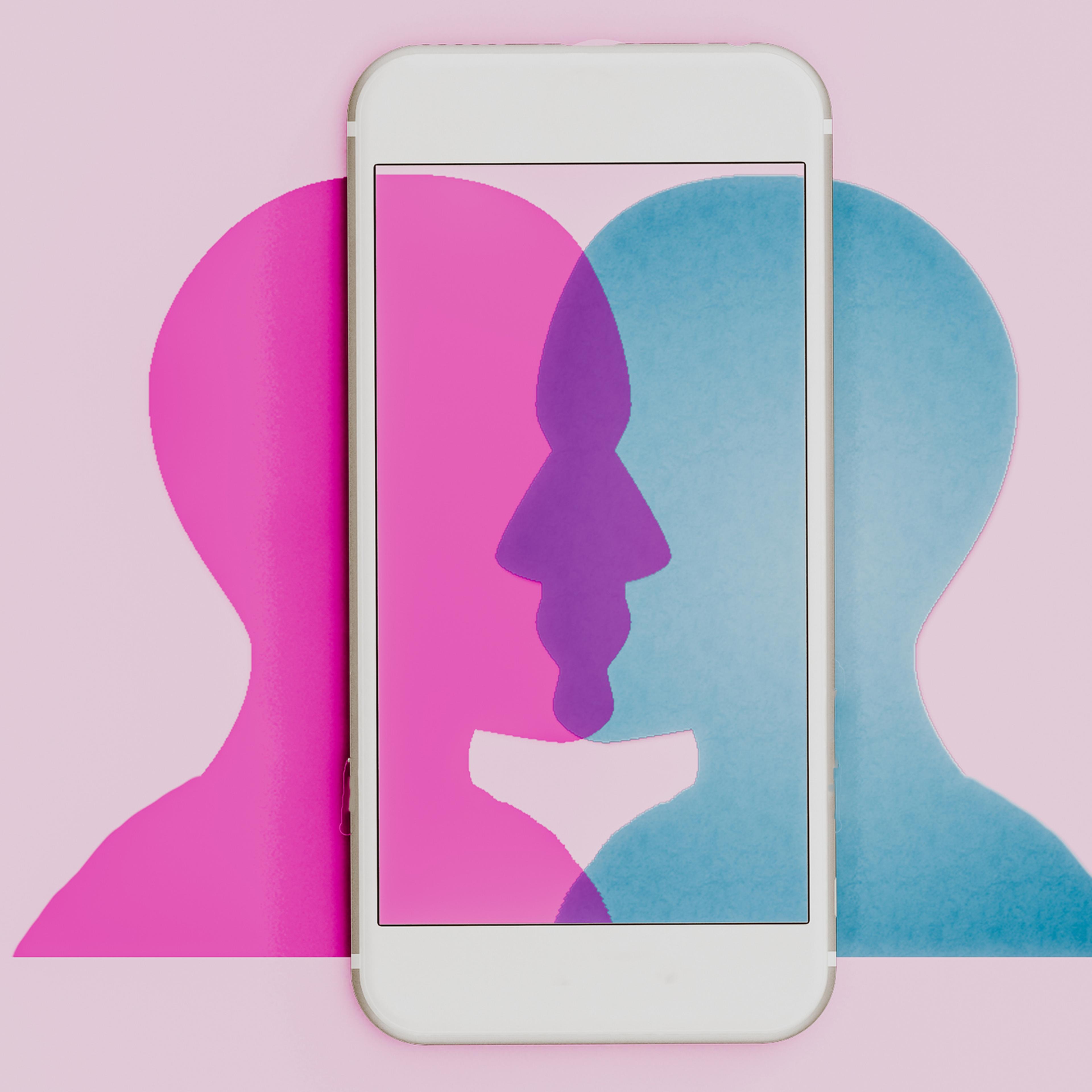 Digital and Mobile communication concept, friends chatting icon on mobile..