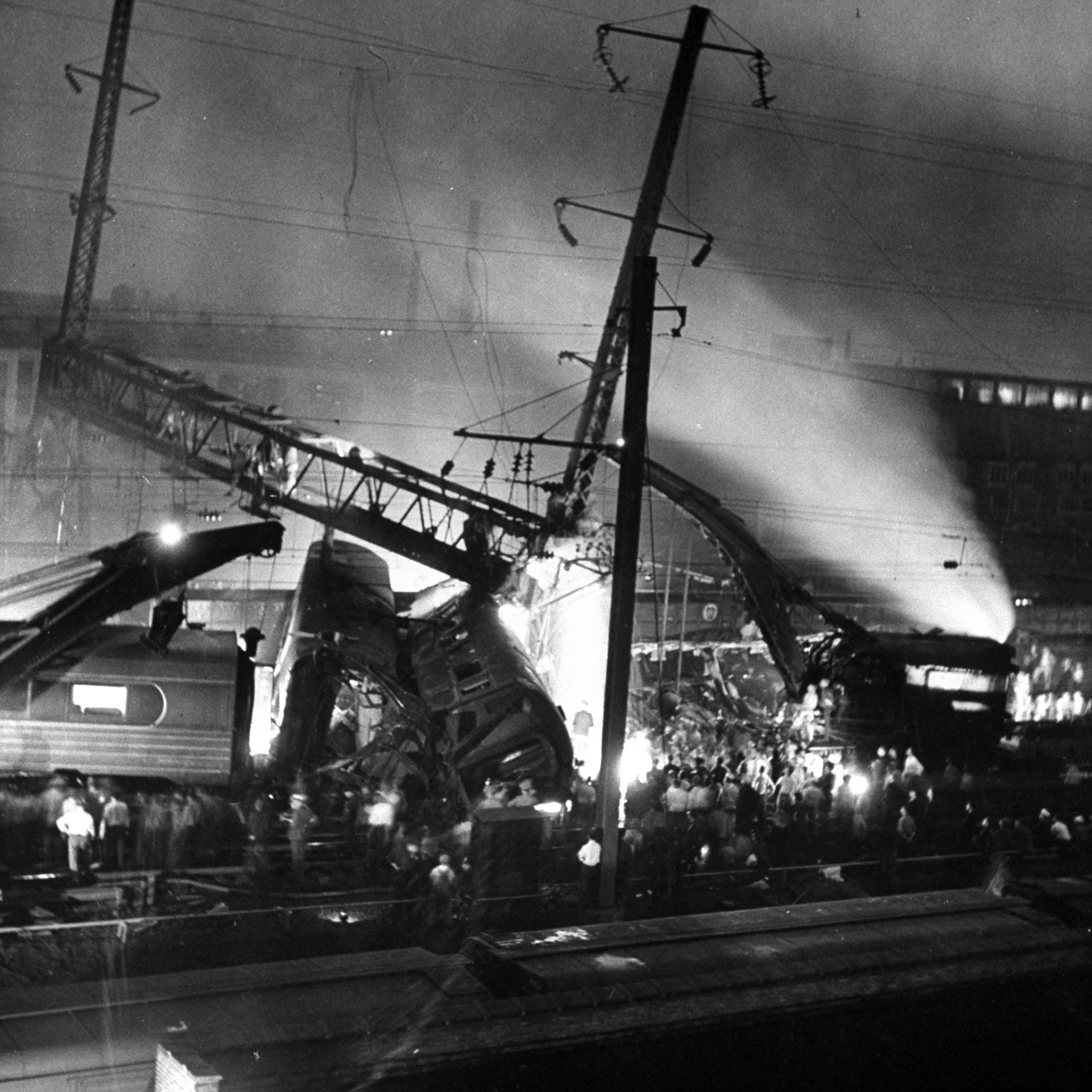Scene from the 1943 Congressional Limited train wreck in Philadelphia.