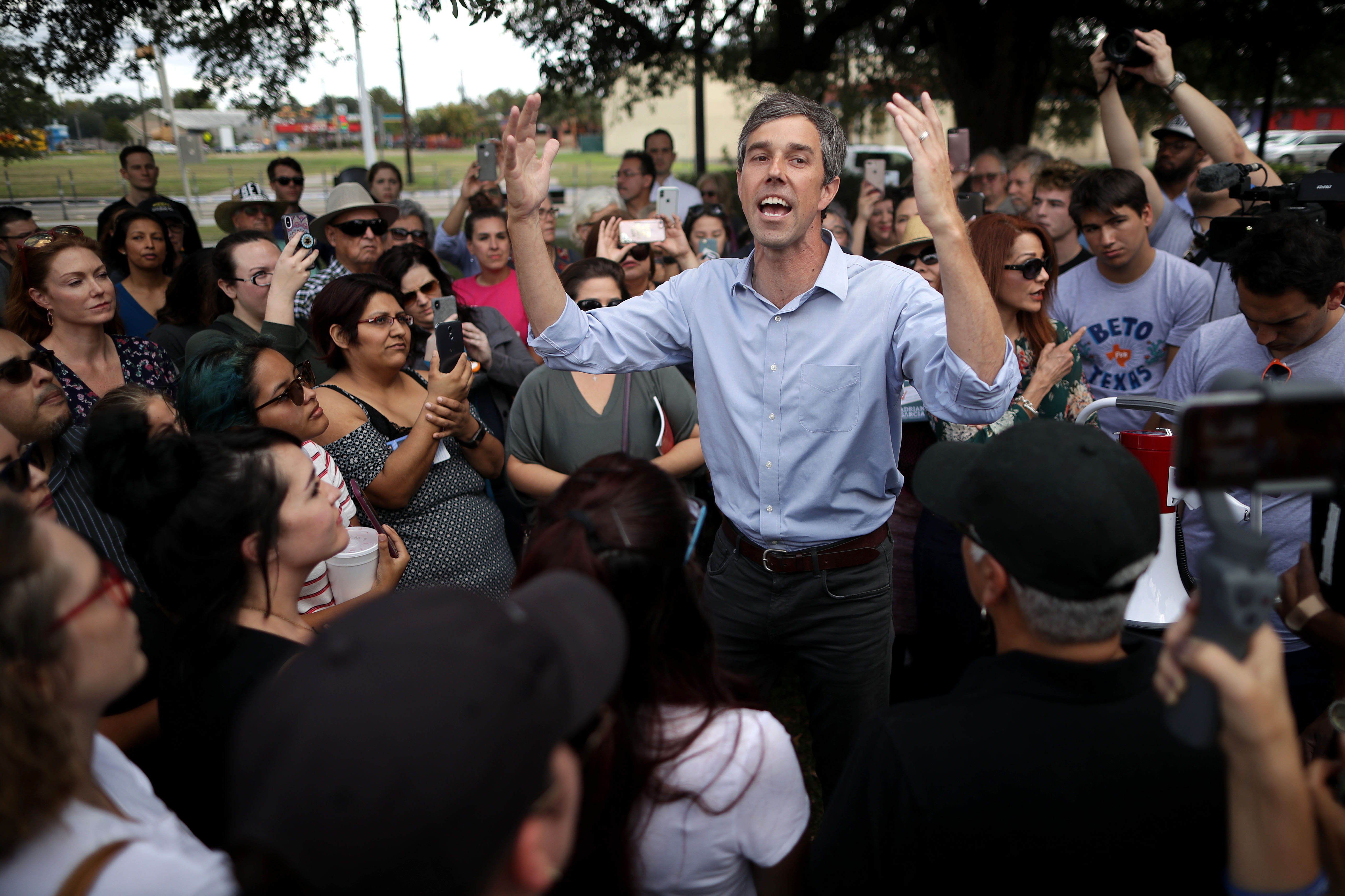 Beto O'Rourke Meets With Voters At A Campaign Stop In Houston, Texas