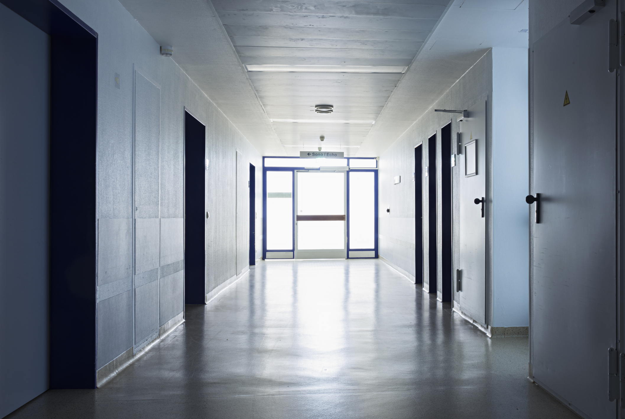 abandoned hospital corridor