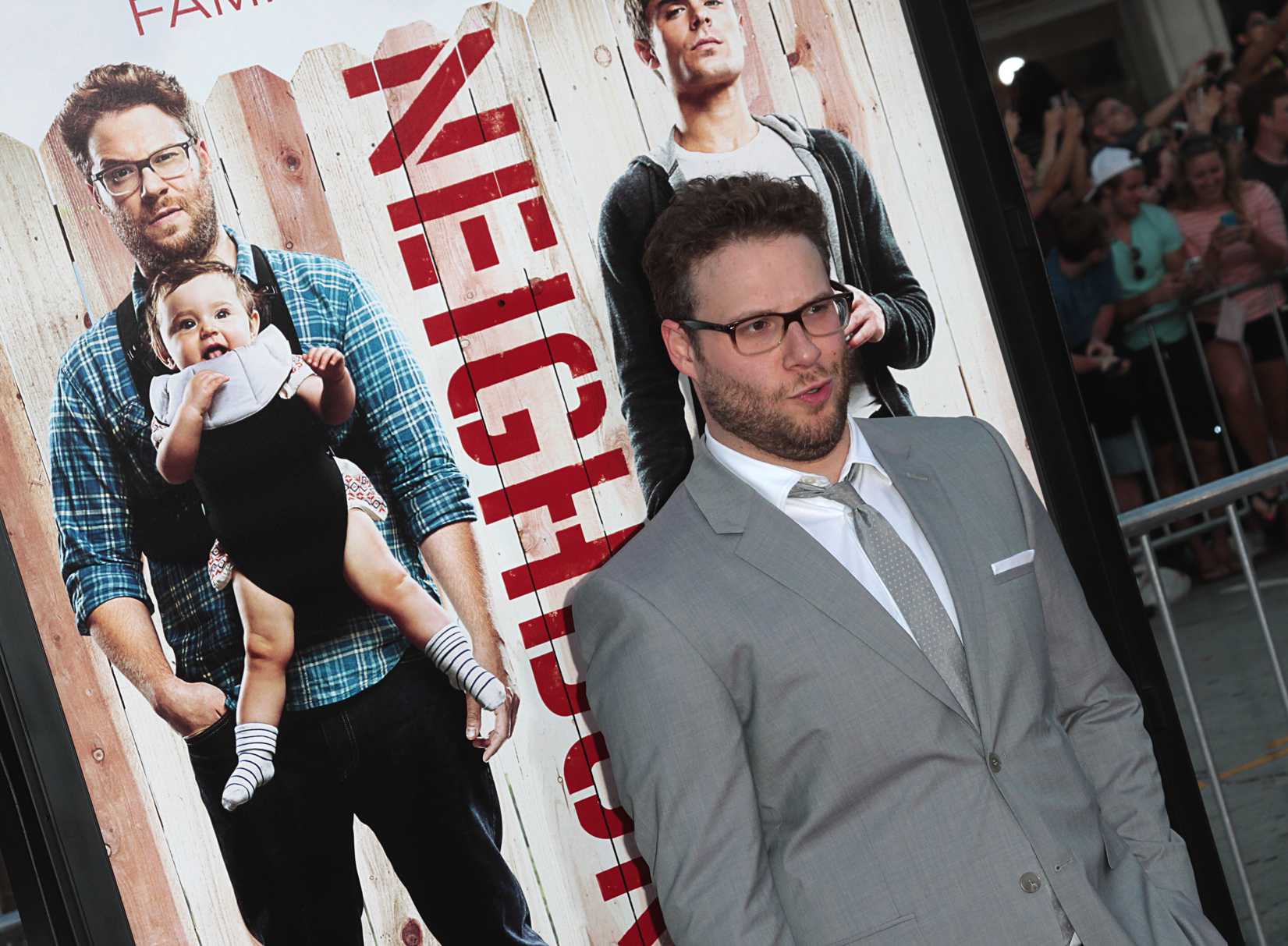 Seth Rogen attends the world premiere of his movie <i>Neighbors</i> in Los Angeles on April 28, 2014