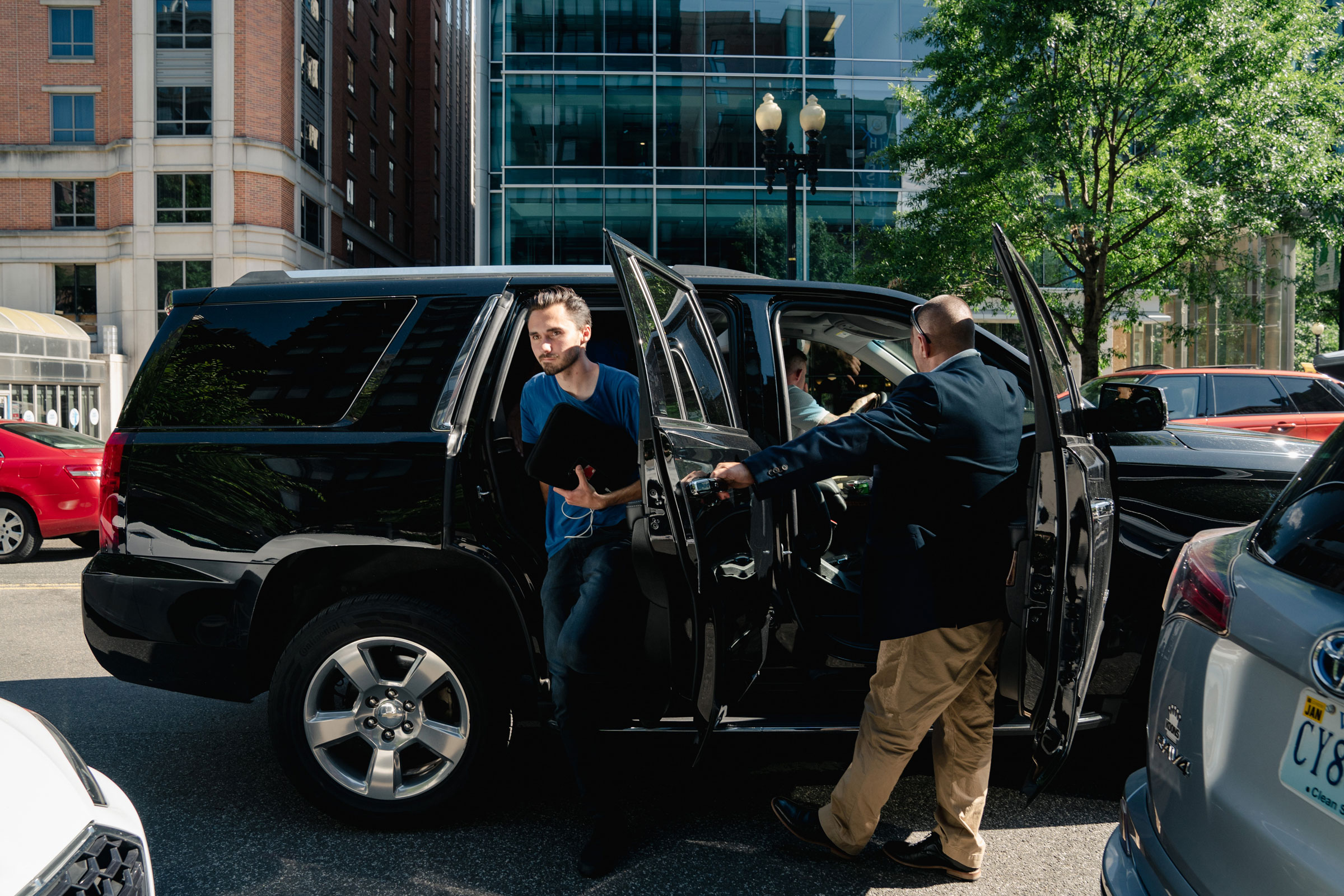 David Hogg, 22, travels with security guards as he lobbies for gun control in Washington, D.C.